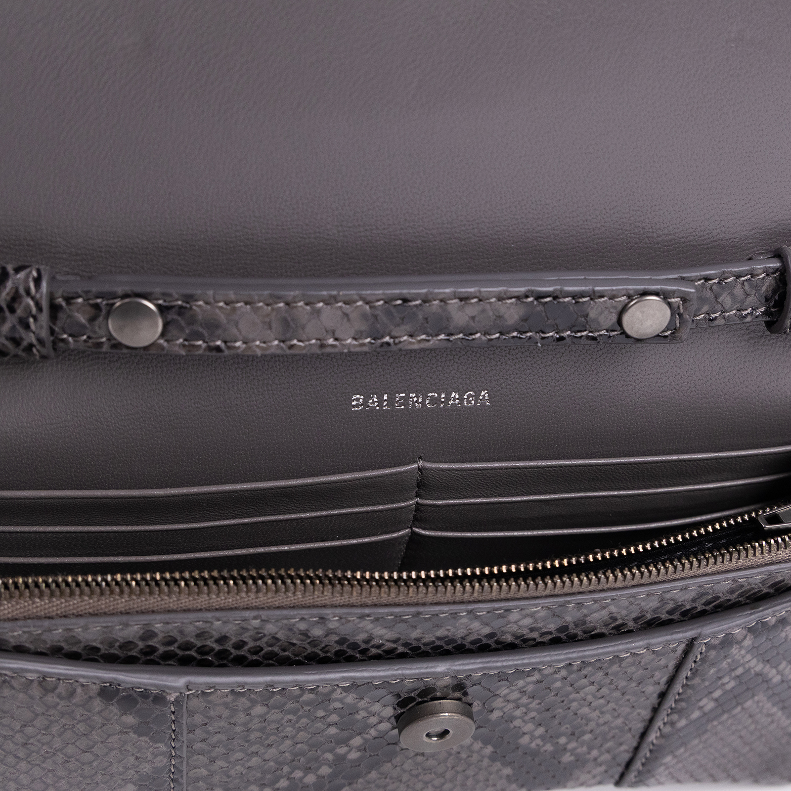 巴黎世家 BALENCIAGA Hourglass Wallet On Chain 沙漏包 65605013B45 灰蛇紋HOURGLASS WOC 購買證明