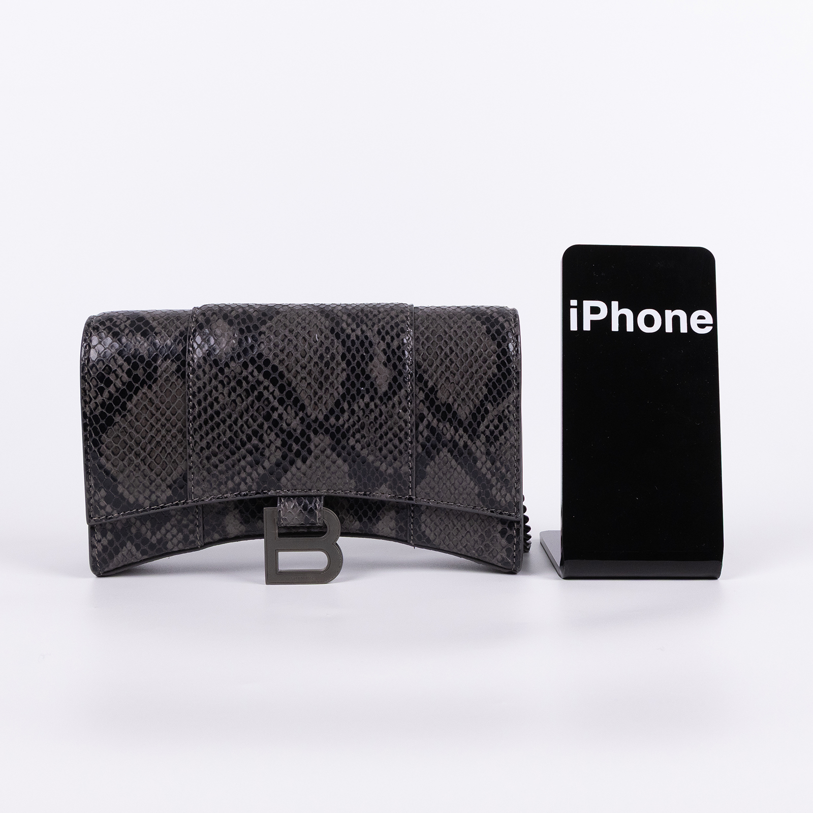 巴黎世家 BALENCIAGA Hourglass Wallet On Chain 沙漏包 65605013B45 灰蛇紋HOURGLASS WOC 購買證明
