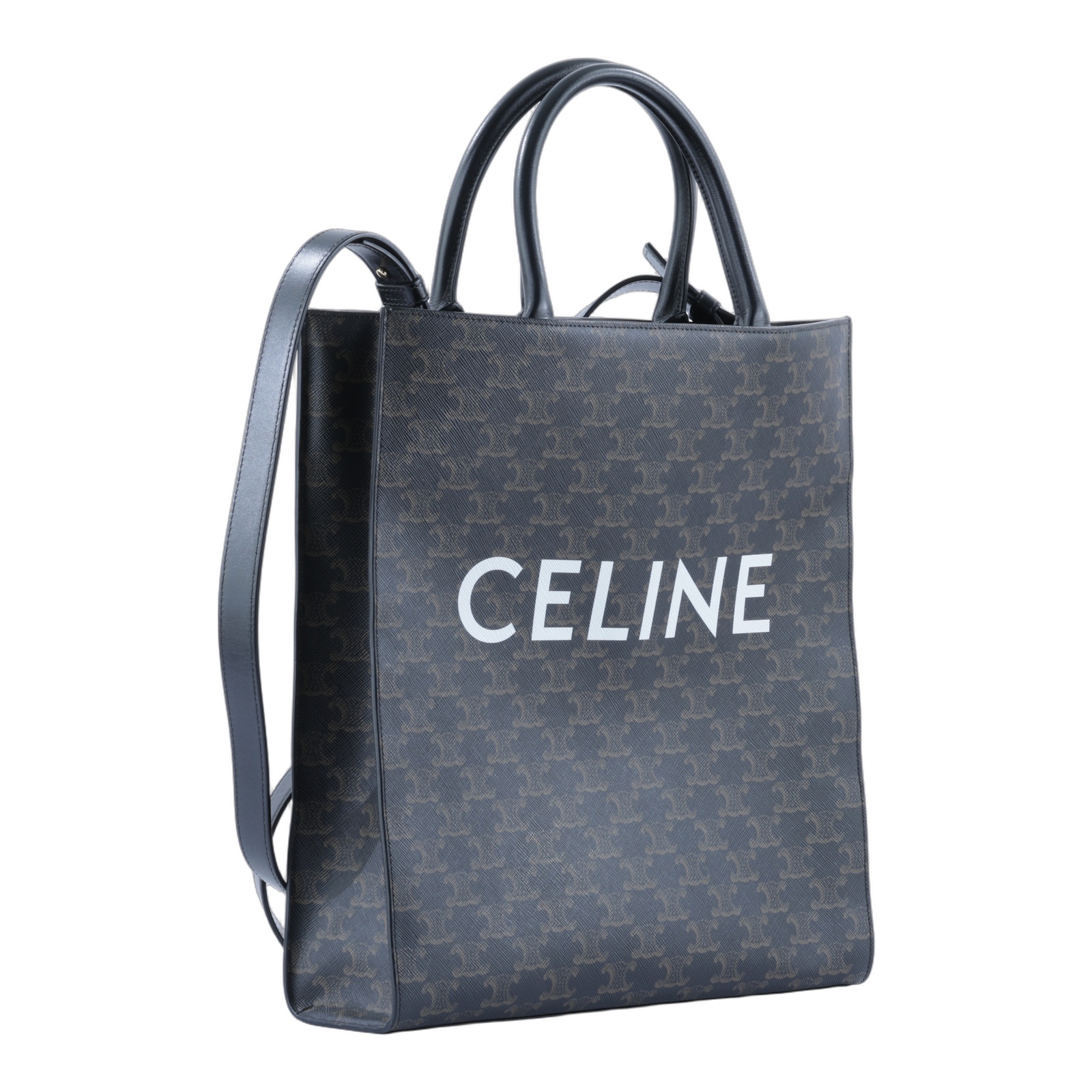 思琳 CELINE Triomphe帆布 中型 直式 Cabas 肩背 手提包 194432CIM  防塵袋/背帶/台灣購買證明