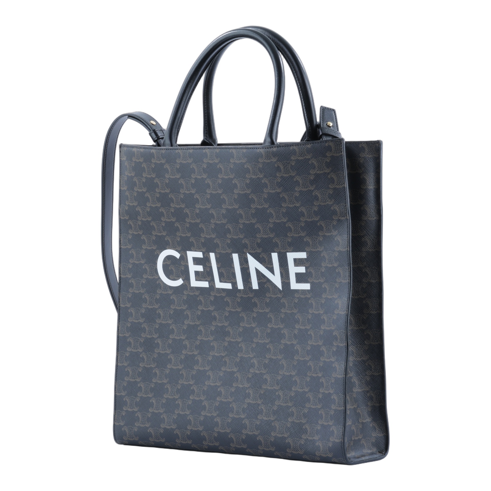 思琳 CELINE Triomphe帆布 中型 直式 Cabas 肩背 手提包 194432CIM  防塵袋/背帶/台灣購買證明