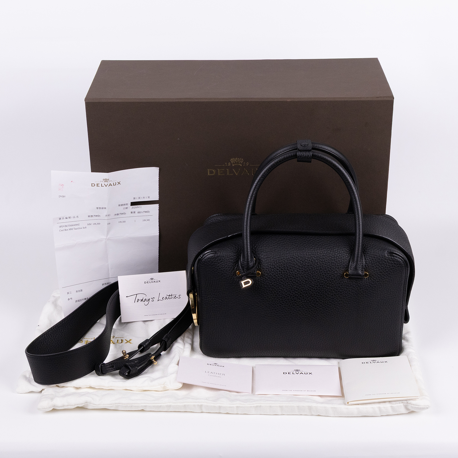 德爾沃 DELVAUX  Cool Box MM AA0457AQY099ZDO 黑COOL BOX MM 背帶/防塵袋/原廠盒子/台灣購買證明