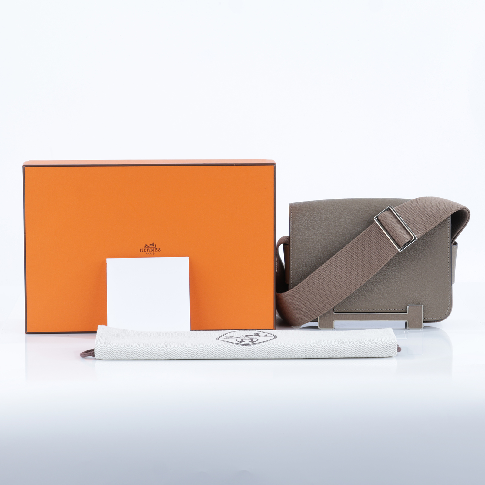 愛馬仕 Hermes Geta Nata 金扣 木屐 斜背包 GETA /H083052CK U刻 大象灰山羊皮GETA 原廠盒子/防塵袋