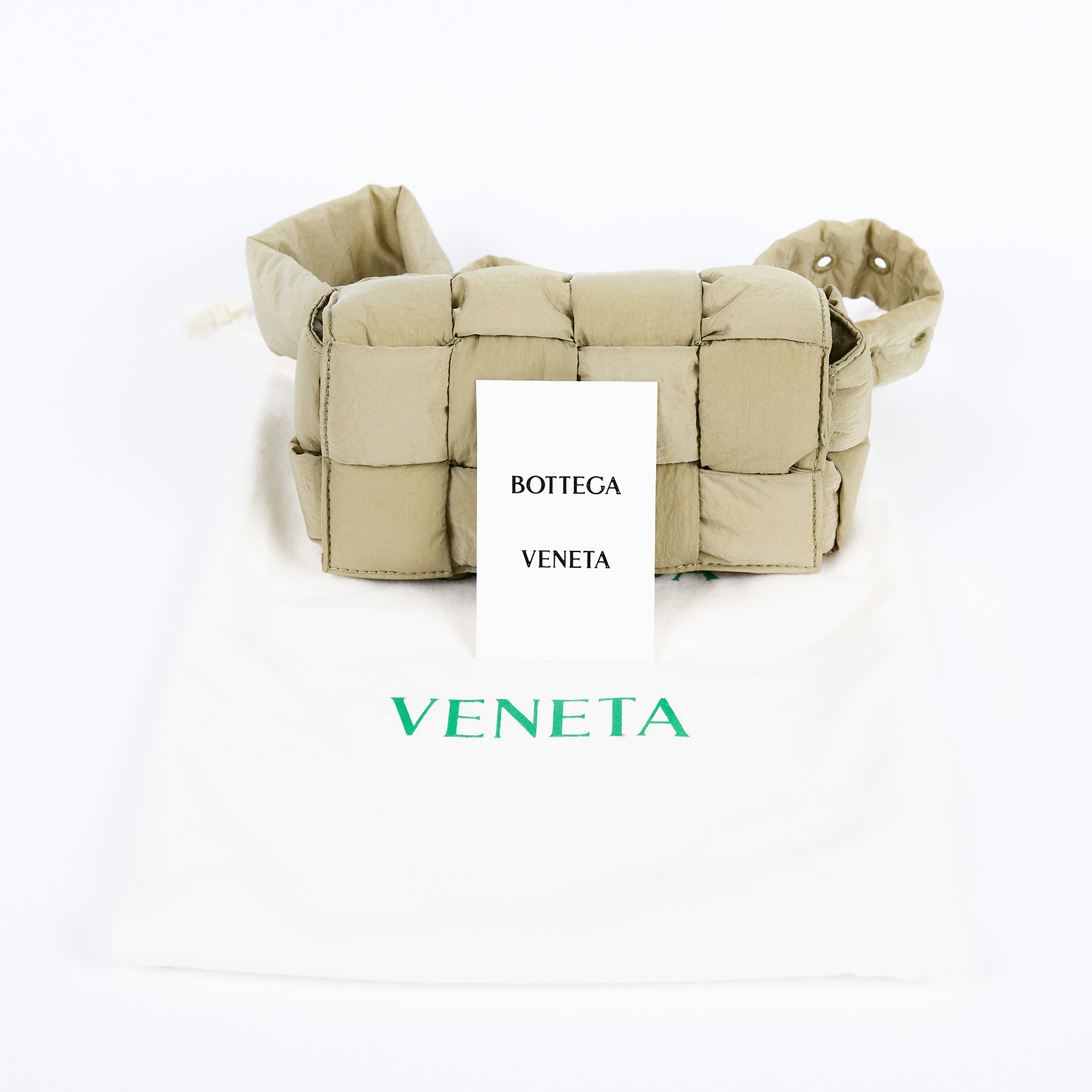 寶緹嘉 BOTTEGA VENETA Padded Cassette 尼龍 編織腰包 679763VB080 綠尼龍CASSETTE腰包4X2 防塵袋