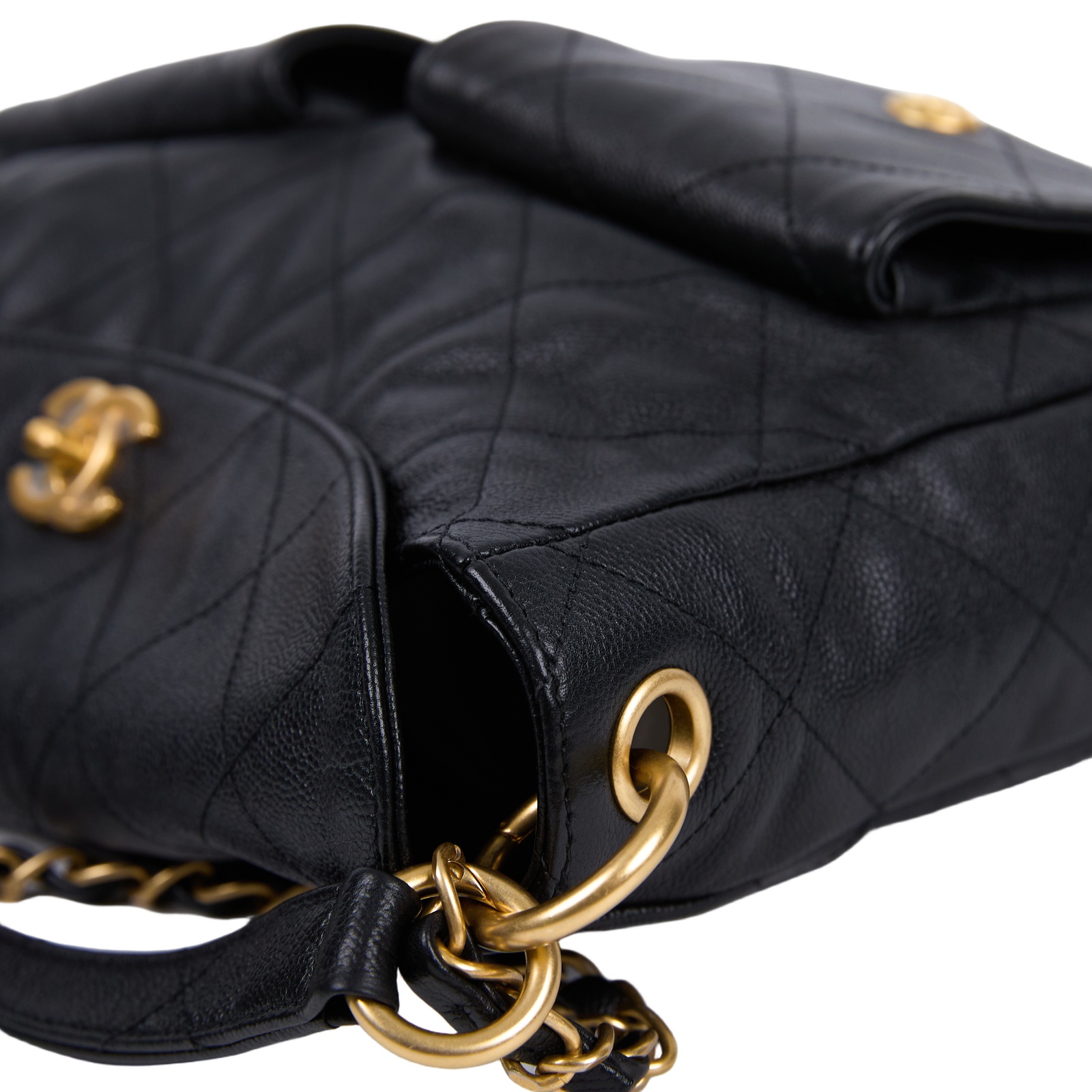 香奈兒 CHANEL Hobo 肩背包 AS5384 晶片款 黑金荔枝HOBO嬉皮包 防塵袋
