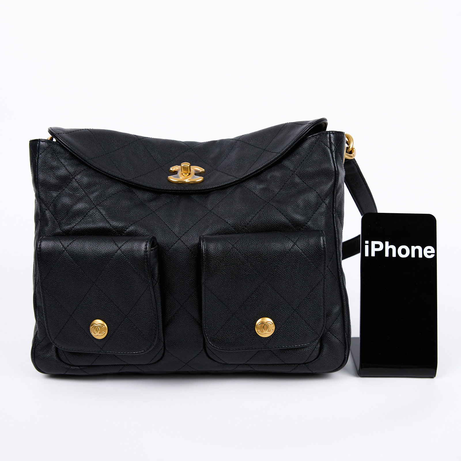 香奈兒 CHANEL Hobo 肩背包 AS5384 晶片款 黑金荔枝HOBO嬉皮包 防塵袋