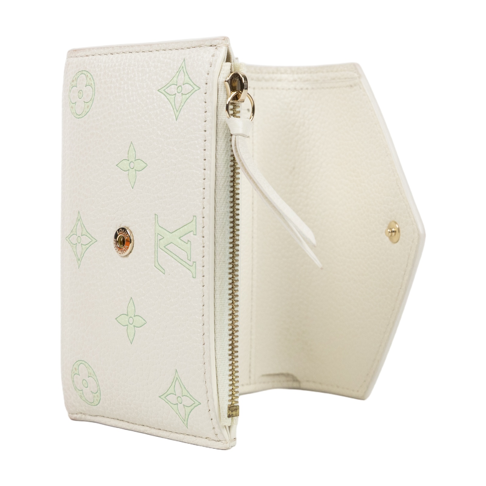 路易威登 LOUIS VUITTON Victorine 錢包 短夾 M28249 晶片款 白綠原花Victorine 原廠盒子/防塵袋