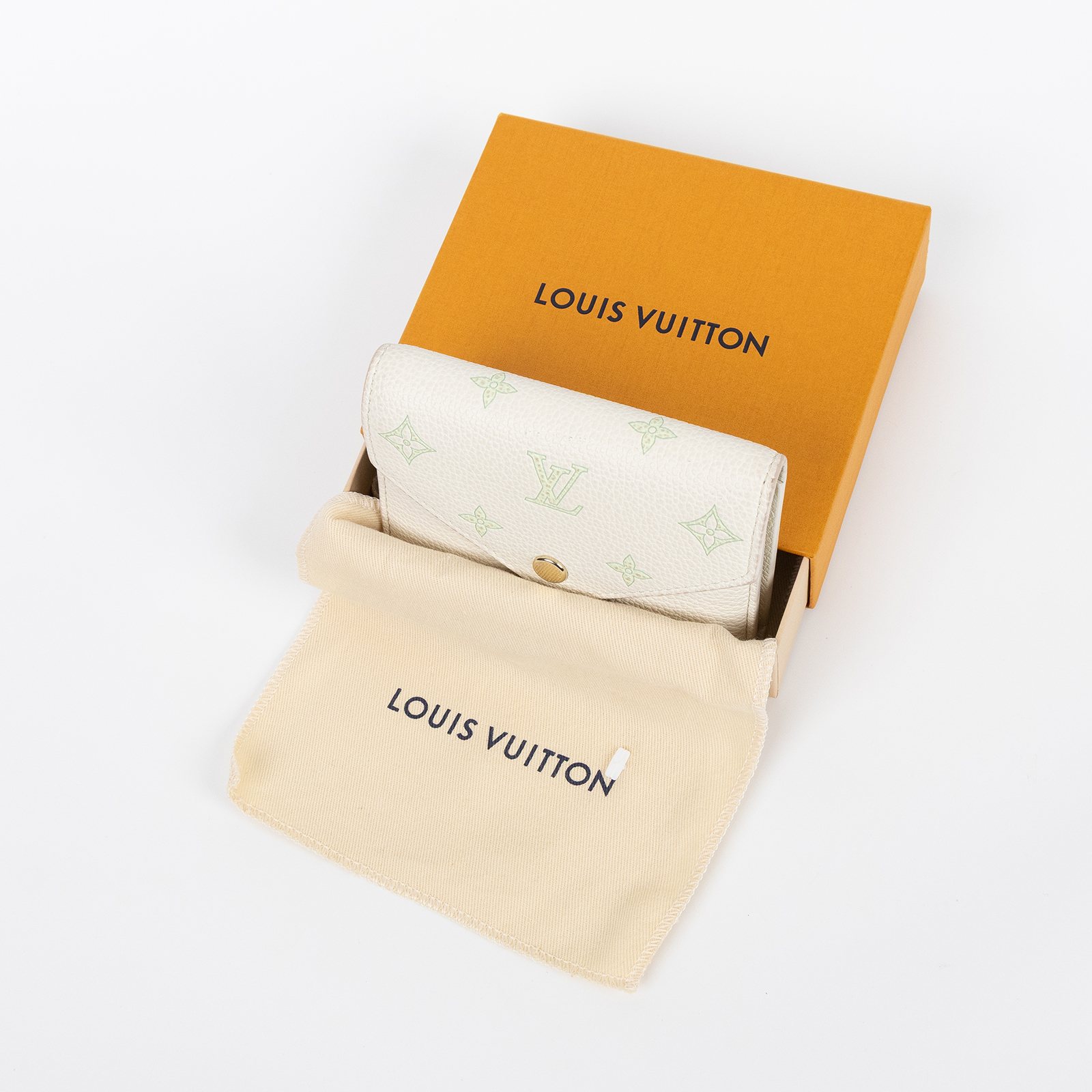路易威登 LOUIS VUITTON Victorine 錢包 短夾 M28249 晶片款 白綠原花Victorine 原廠盒子/防塵袋