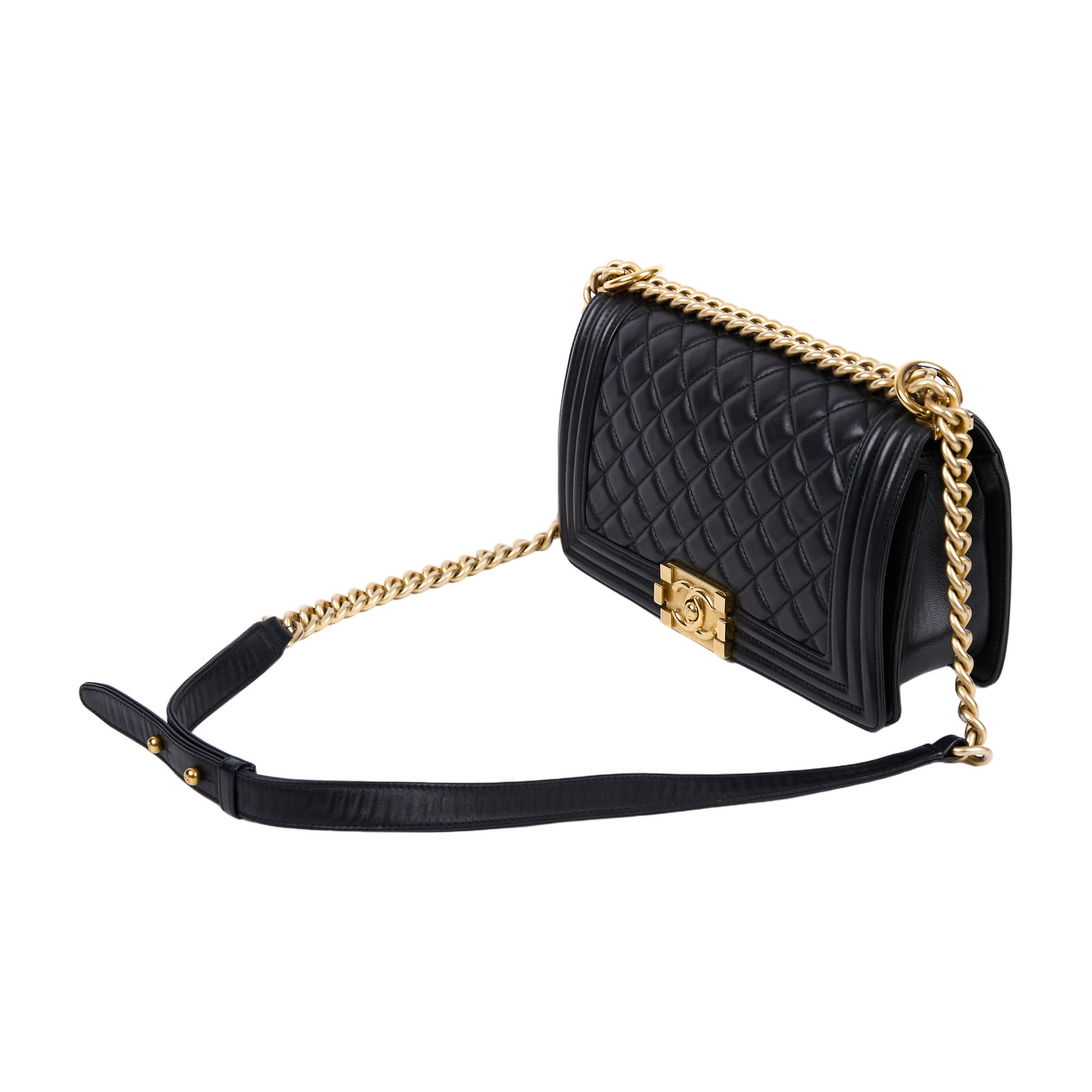 香奈兒 CHANEL Boy 25 口蓋包 A67086 黑金羊BOY25 無附屬品