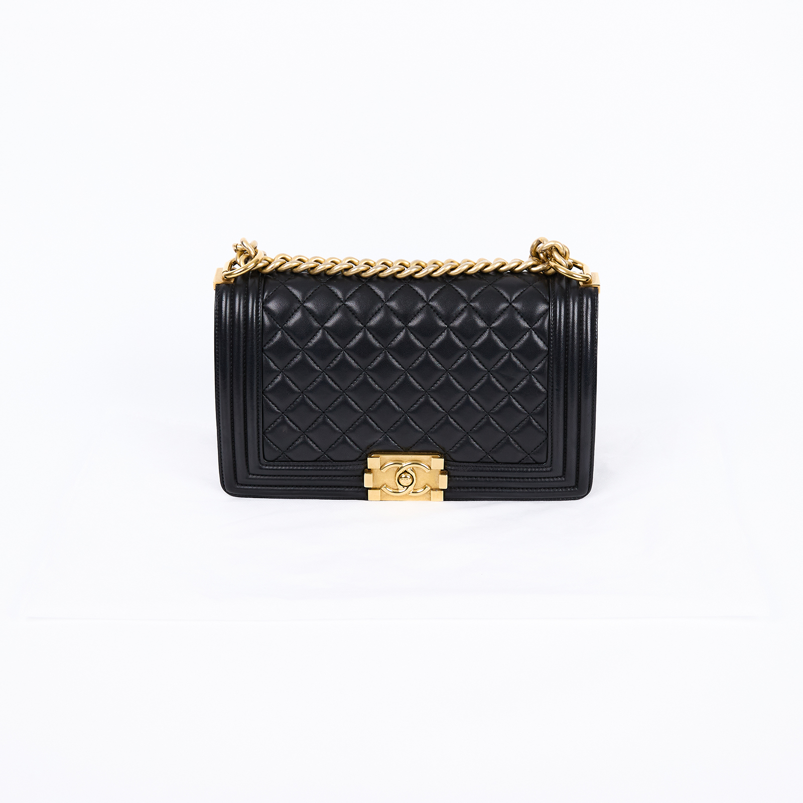 香奈兒 CHANEL Boy 25 口蓋包 A67086 黑金羊BOY25 無附屬品