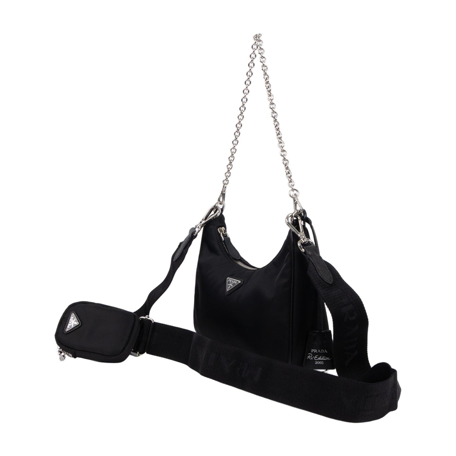 普拉達 PRADA Re-Edition 2005 Re-Nylon 手袋 1BH204_R064 黑尼龍三合一HOBO 防塵袋/零錢袋/背帶2