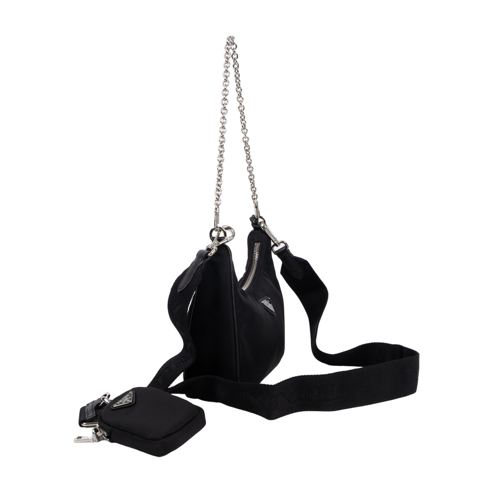 普拉達 PRADA Re-Edition 2005 Re-Nylon 手袋 1BH204_R064 黑尼龍三合一HOBO 防塵袋/零錢袋/背帶2
