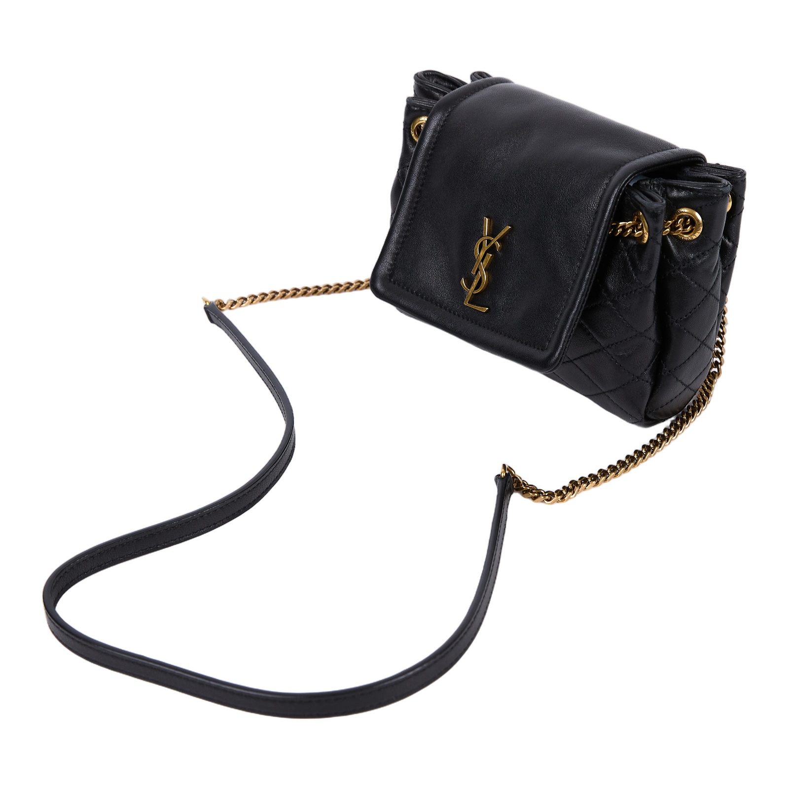 聖羅蘭 YSL SAINT LAURENT Nolia 小羊皮 迷你 手袋 肩背包 金色五金 6727381EL07  原廠盒子/防塵袋/購買證明