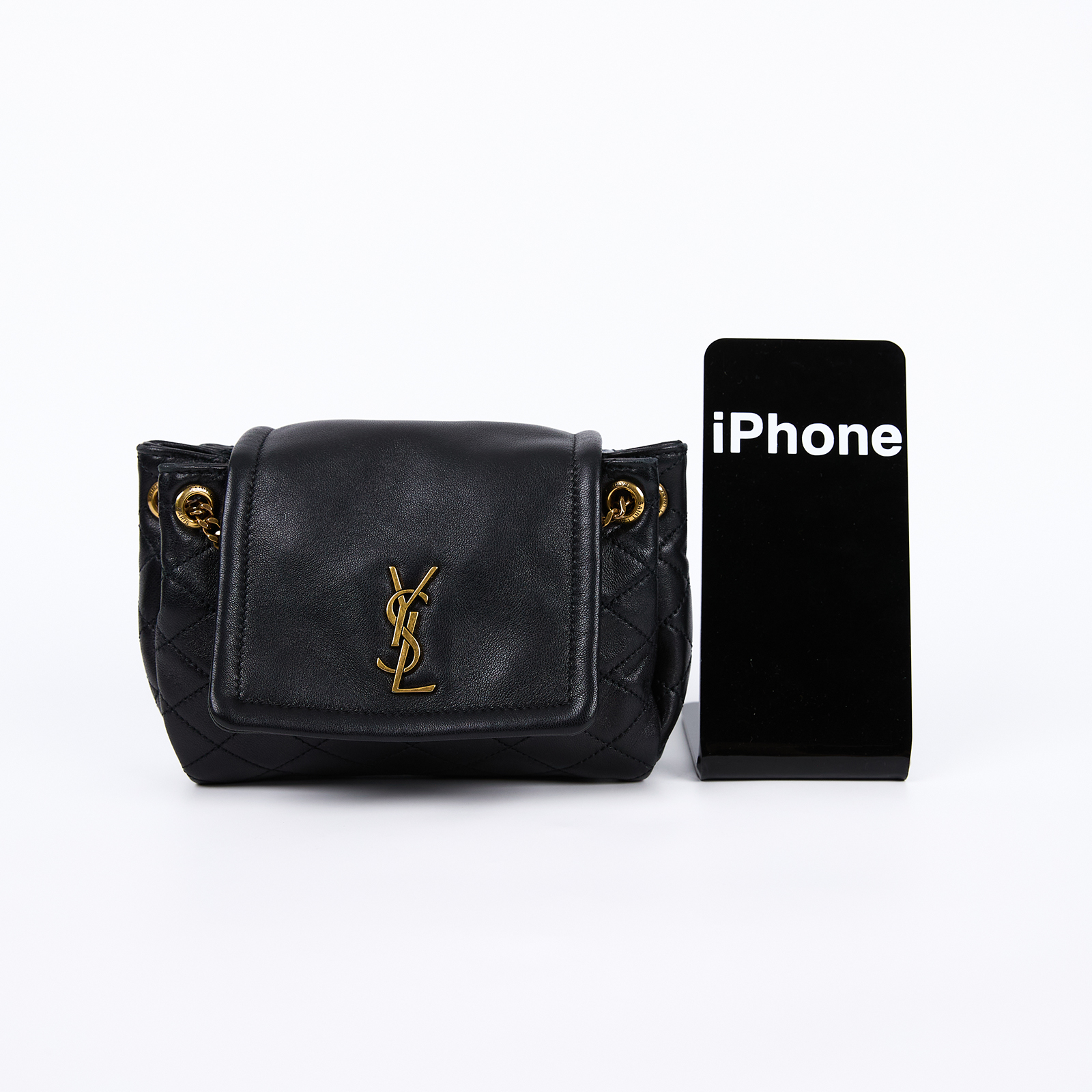 聖羅蘭 YSL SAINT LAURENT Nolia 小羊皮 迷你 手袋 肩背包 金色五金 6727381EL07  原廠盒子/防塵袋/購買證明