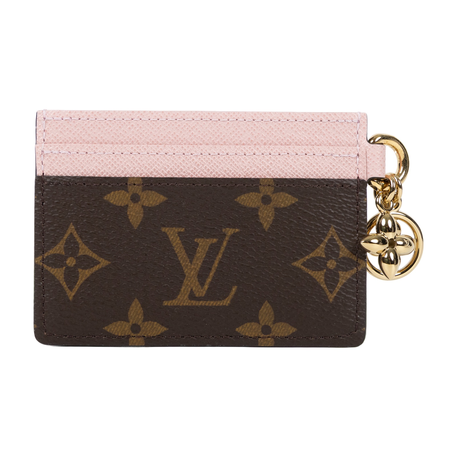 路易威登 LOUIS VUITTON LV Charms 名片夾 帆布 粉紅色 M82739 晶片款 棕原花拼粉Charms 名片夾 原廠盒子/防塵袋