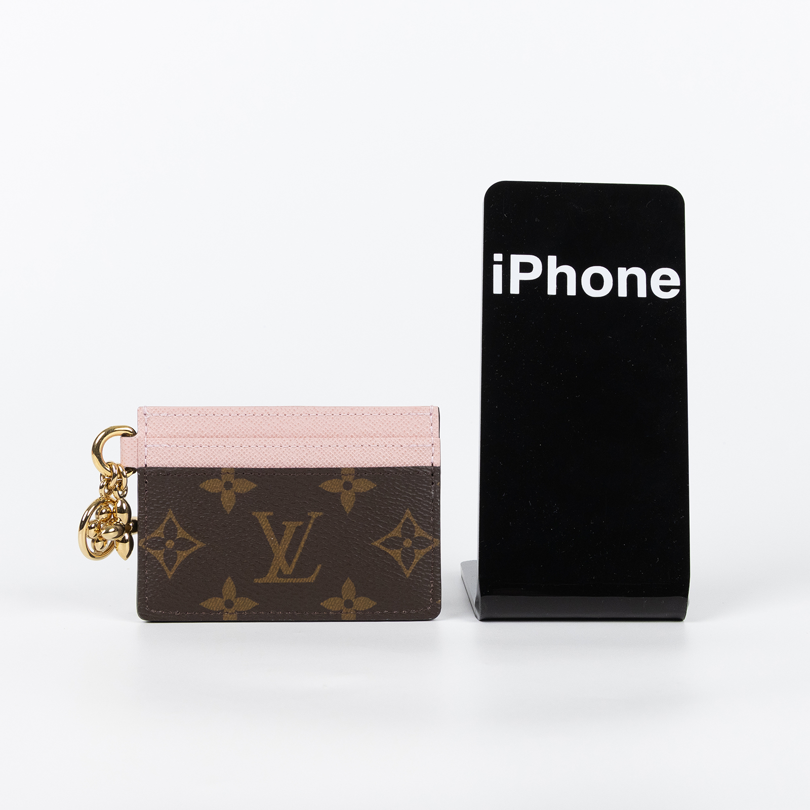 路易威登 LOUIS VUITTON LV Charms 名片夾 帆布 粉紅色 M82739 晶片款 棕原花拼粉Charms 名片夾 原廠盒子/防塵袋