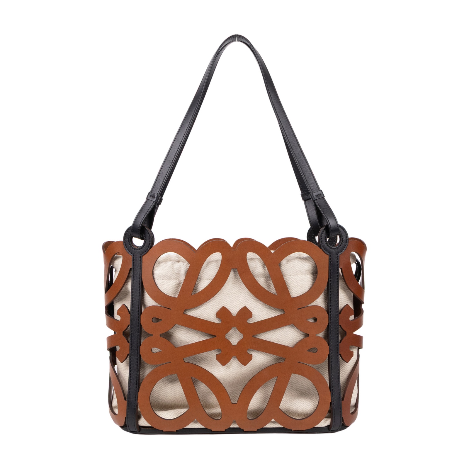 羅意威 LOEWE Anagram Cutout 托特包 手提包 A821Q05X01 棕ANAGRAM簍空托特包 皮革製品成分證明