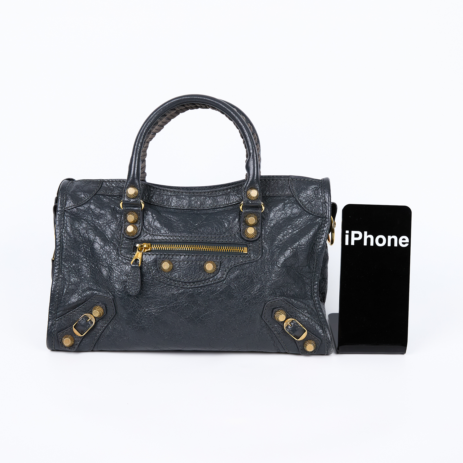 巴黎世家 BALENCIAGA Giant New City 機車包 433353D94JT 鐵灰機車包 背帶/鏡子