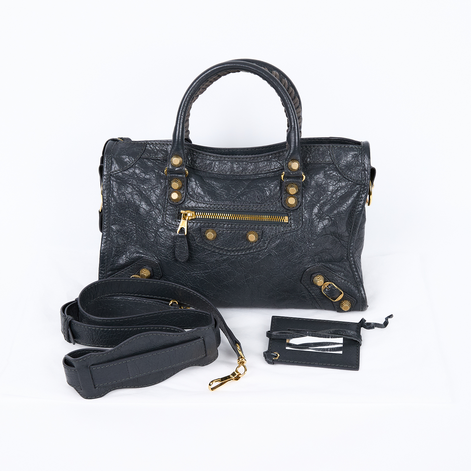 巴黎世家 BALENCIAGA Giant New City 機車包 433353D94JT 鐵灰機車包 背帶/鏡子