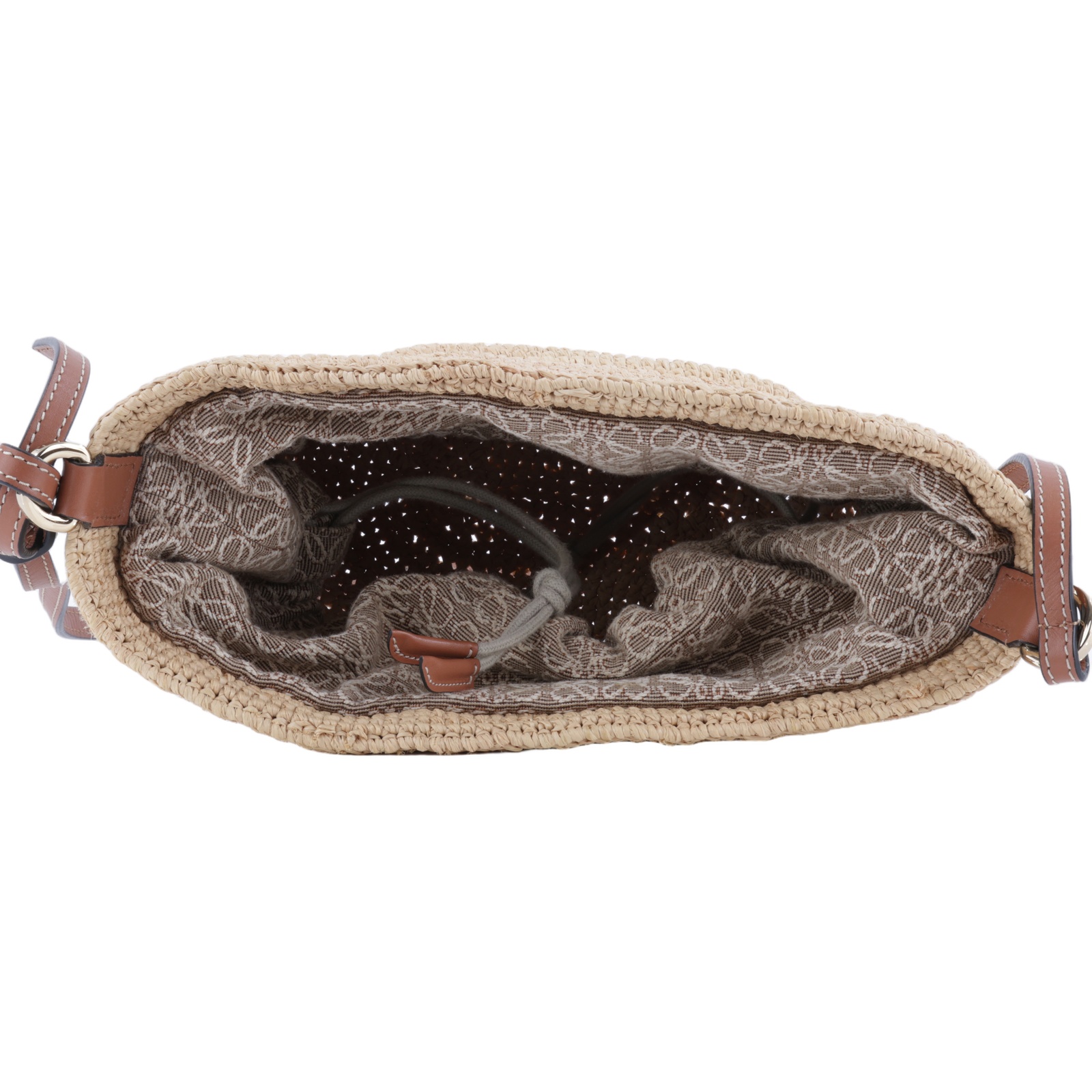 羅意威 LOEWE Slit Pochette 肩背包 328.24.W10 草編斜背包 防塵袋/購買證明