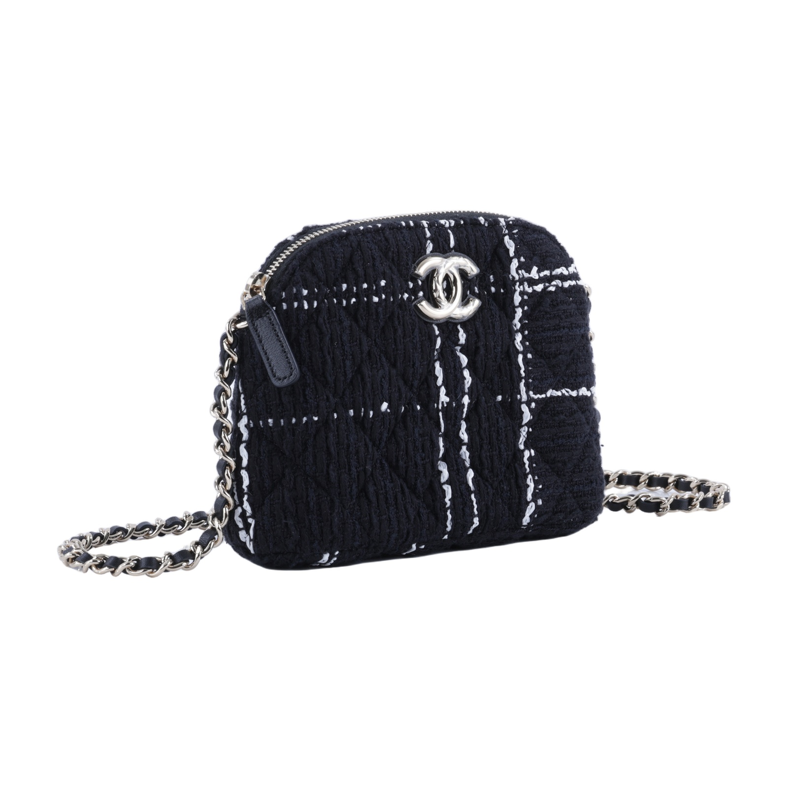 香奈兒 CHANEL 迷你 斜背包  黑毛呢貝殼包 無附屬品