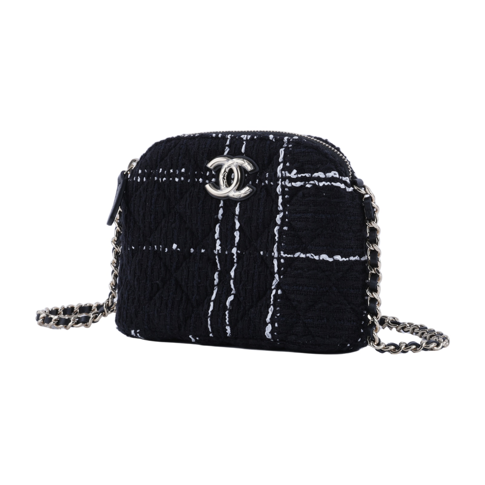 香奈兒 CHANEL 迷你 斜背包  黑毛呢貝殼包 無附屬品