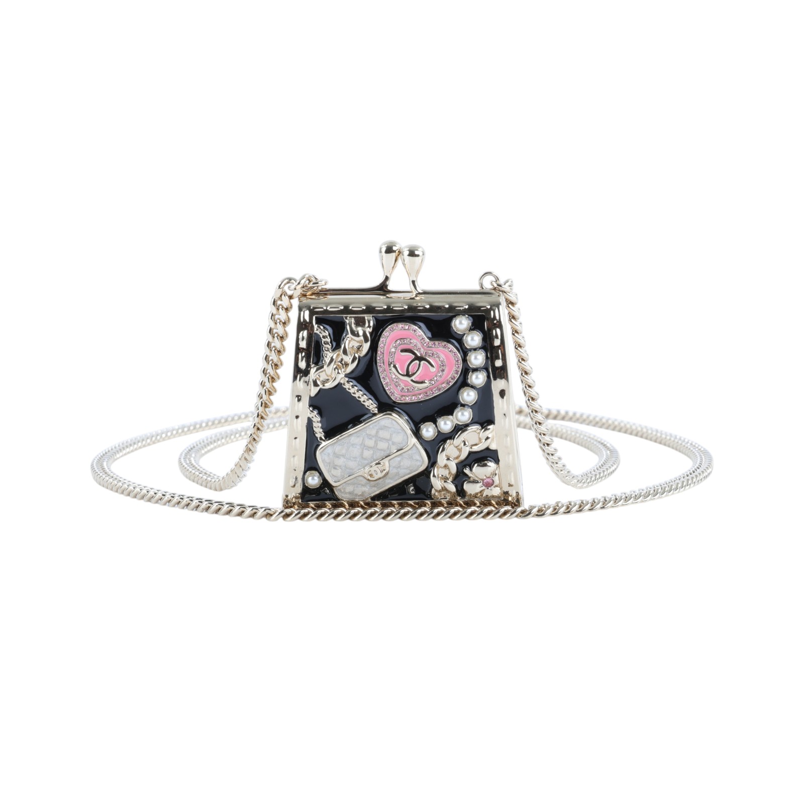 香奈兒 CHANEL 配飾 斜背包 小廢包 ABD335 B16656B24S 淡金色黑底口金小廢包 無附屬品