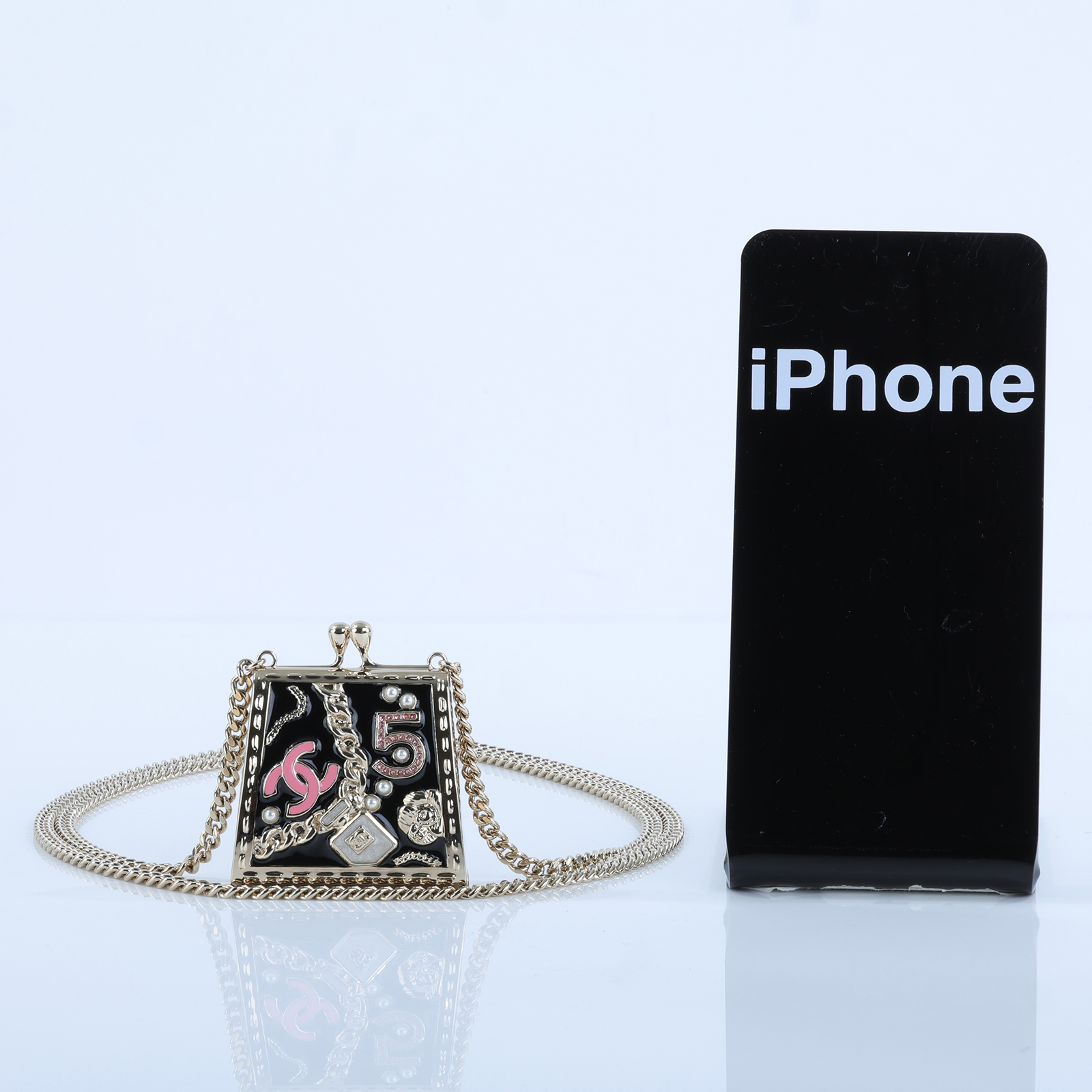 香奈兒 CHANEL 配飾 斜背包 小廢包 ABD335 B16656B24S 淡金色黑底口金小廢包 無附屬品