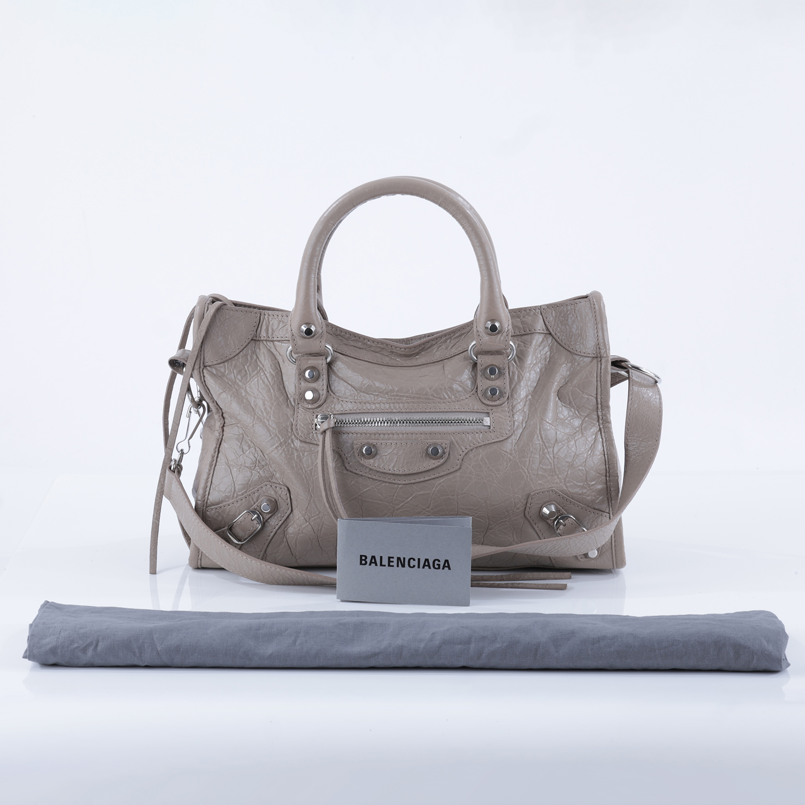 巴黎世家 BALENCIAGA Le City 機車包 小型 8114422ABEK 米灰機車包 防塵袋/背帶