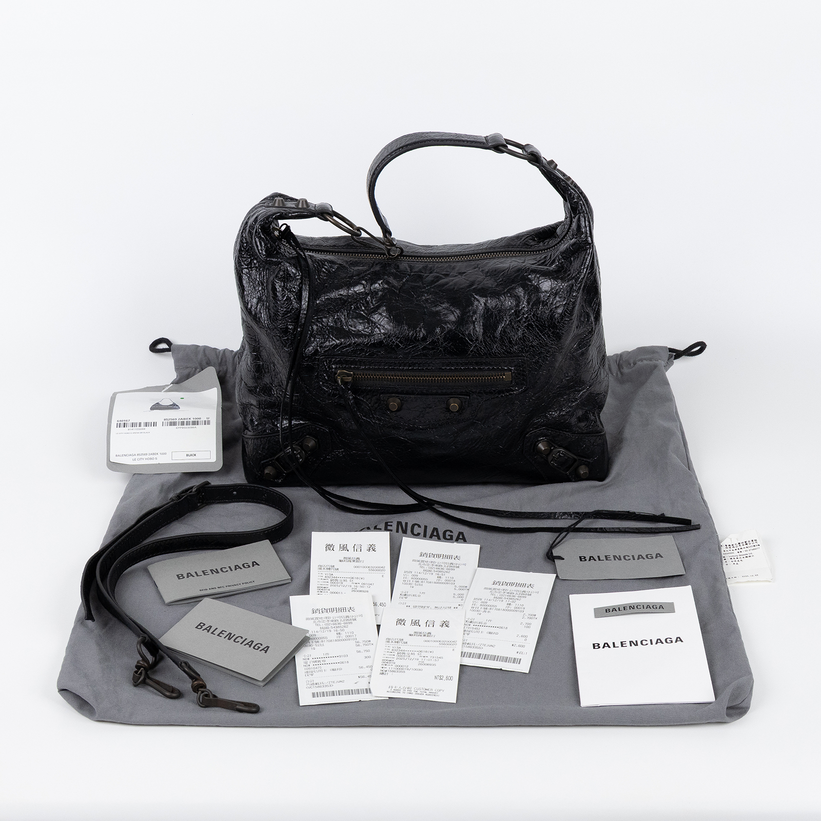 巴黎世家 BALENCIAGA Le City Hobo 機車包 手提包 肩背包 斜背包 流浪包 小型 8525692ABEK  防塵袋/背帶/台灣銷售明細/品控卡