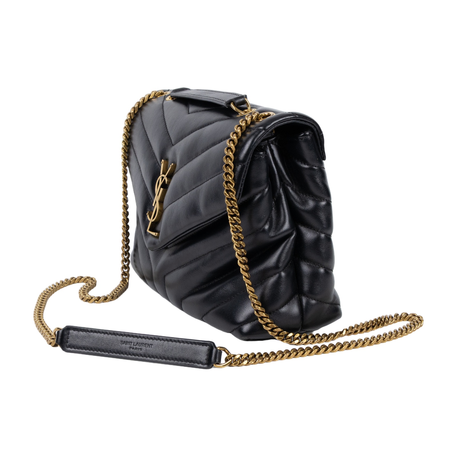 聖羅蘭 YSL SAINT LAURENT Loulou 絎縫 小牛皮 TOY 小型 手袋  肩背 斜背包 金色五金 494699DV727  防塵袋