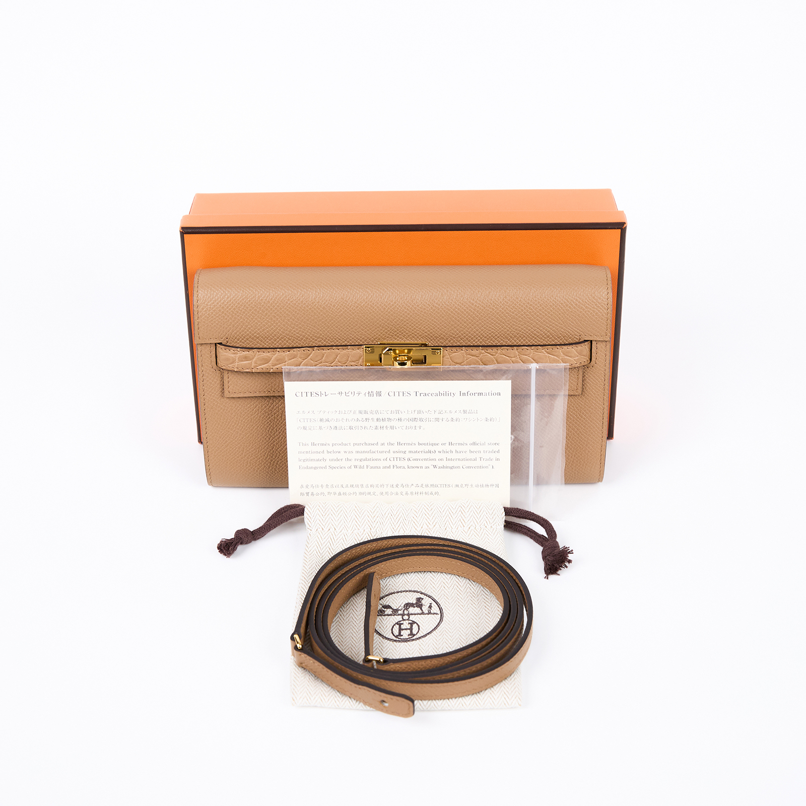 愛馬仕 Hermes Kelly to go 長夾肩背包 KLG U  原廠盒子/防塵袋/背帶/瀕臨絕種野生動植物國際貿易公約