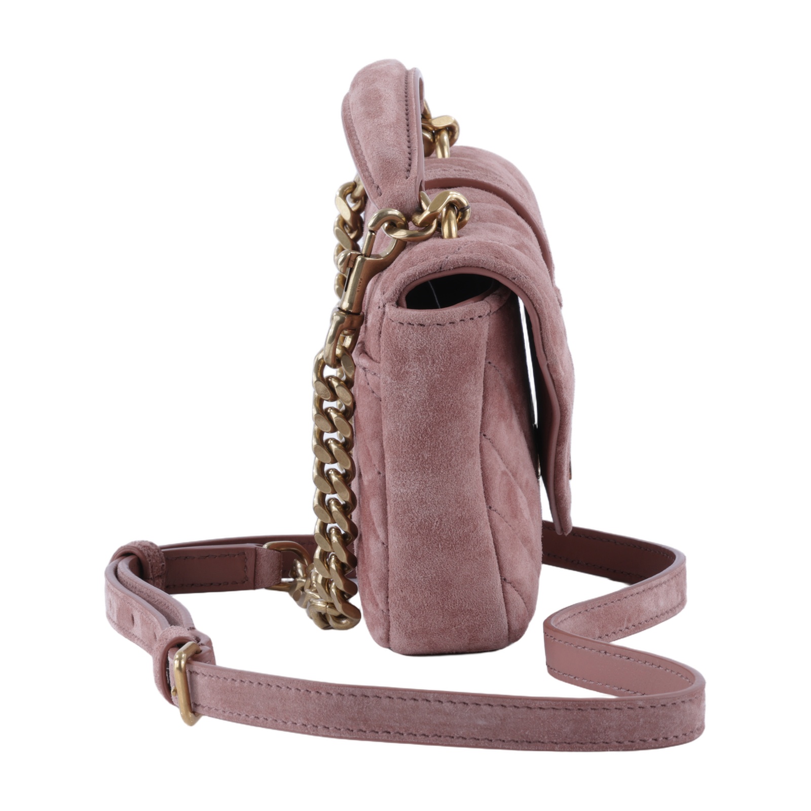 聖羅蘭 YSL SAINT LAURENT College 亮面 裂紋皮革 迷你 肩背 手提 鏈條手袋 779430DZH07 粉麂皮迷你學院包 無附屬品