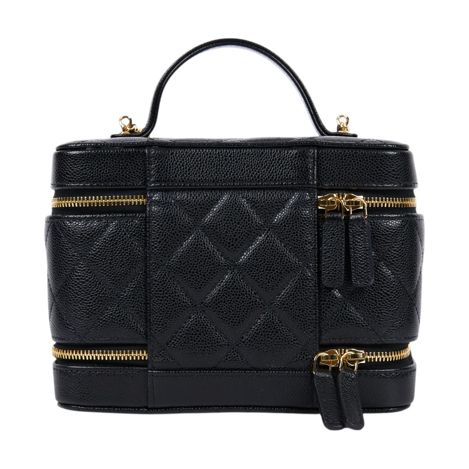 香奈兒 CHANEL Vanity 手提 小型 化妝箱 肩背包 斜背包 AP4688 晶片款 黑金荔枝VANITY CASE 無附屬品