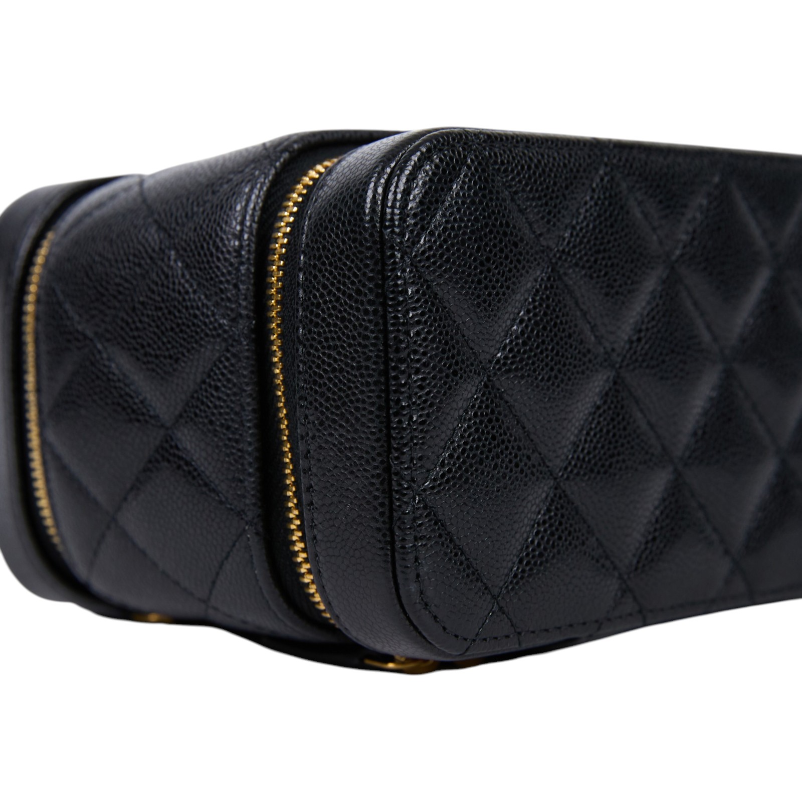 香奈兒 CHANEL Vanity 手提 小型 化妝箱 肩背包 斜背包 AP4688 晶片款 黑金荔枝VANITY CASE 無附屬品