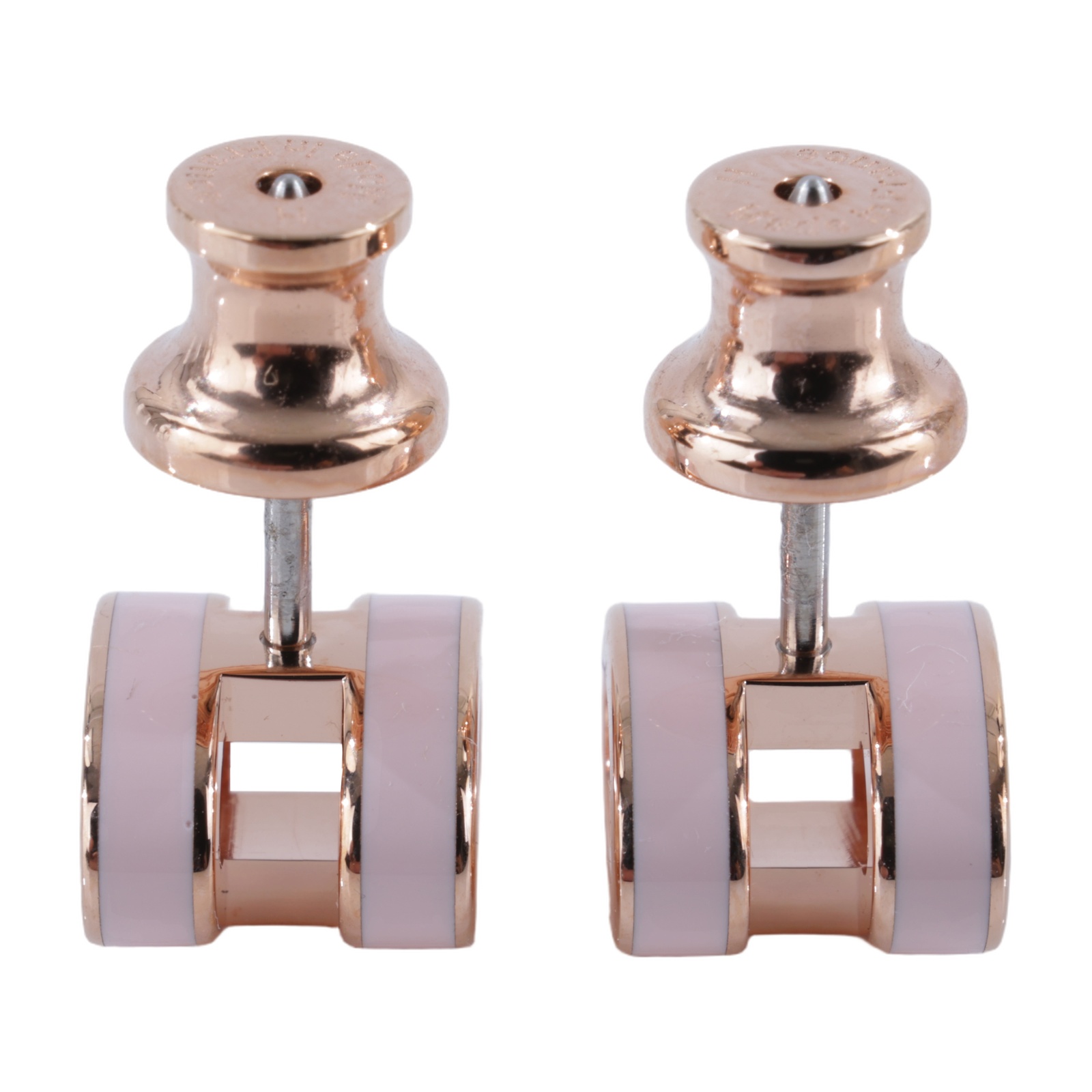 愛馬仕 Hermes Mini Pop H 耳釘 POPHEMINI GD0246 淡粉色POP H耳環 原廠盒子/防塵袋