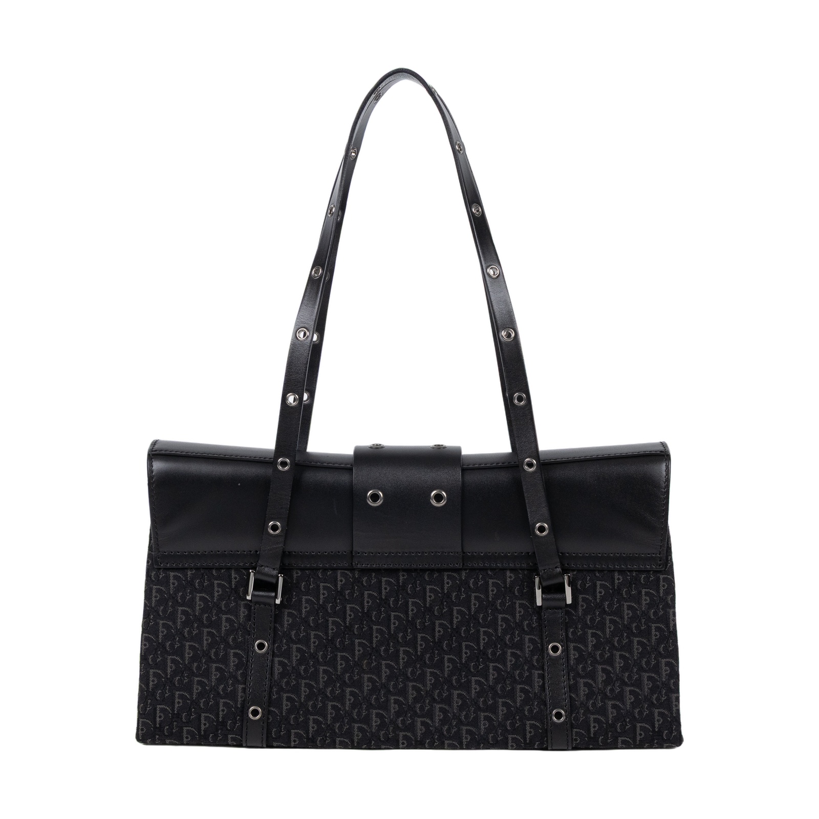 迪奧 CHRISTIAN DIOR Trotter Street Chic 手提 肩背包  黑緹花肩背包 防塵袋