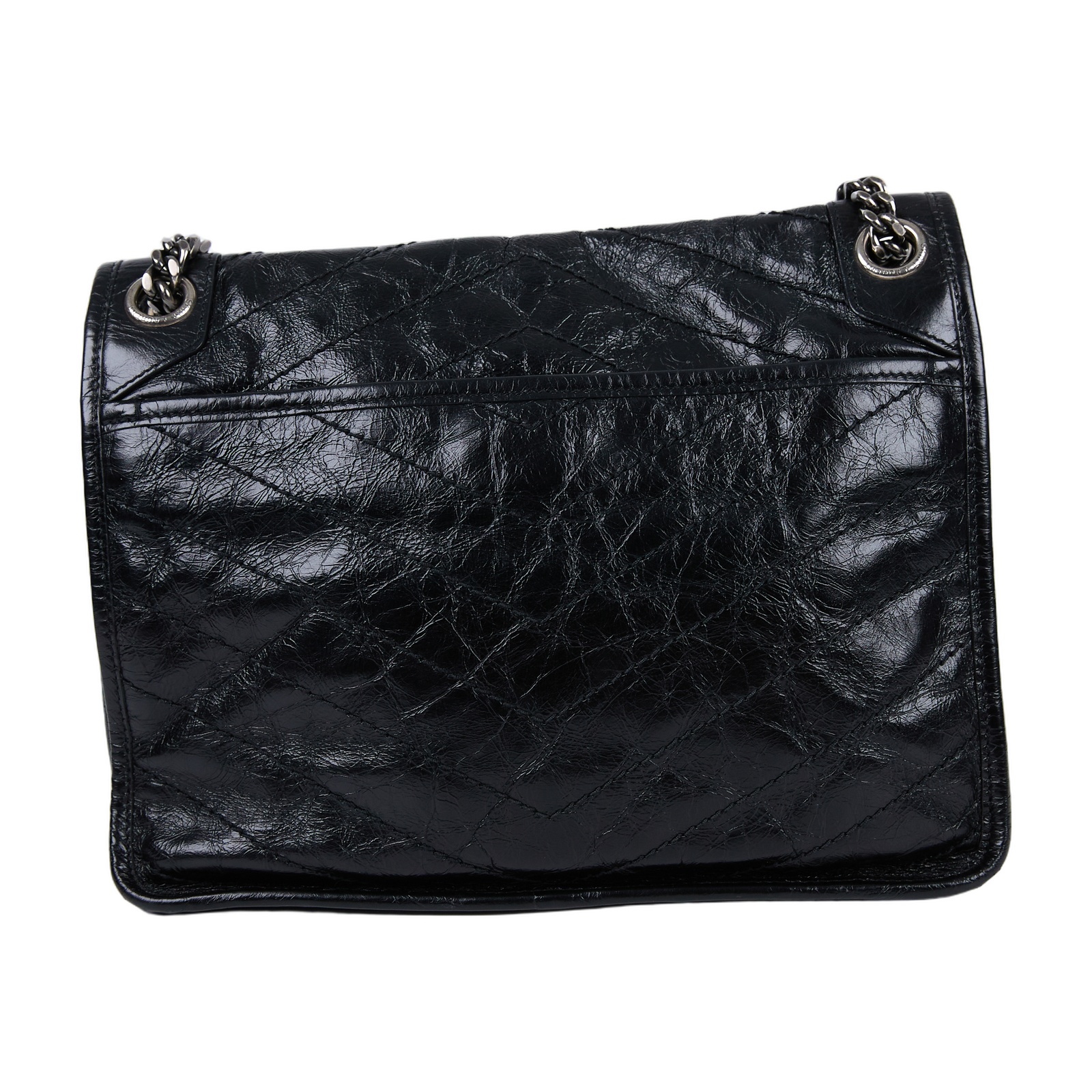 聖羅蘭 YSL SAINT LAURENT NIKI  復古皮革 山型紋 翻蓋 肩背包 中型 4988940EN04 黑NIKI MEDIUM 無附屬品