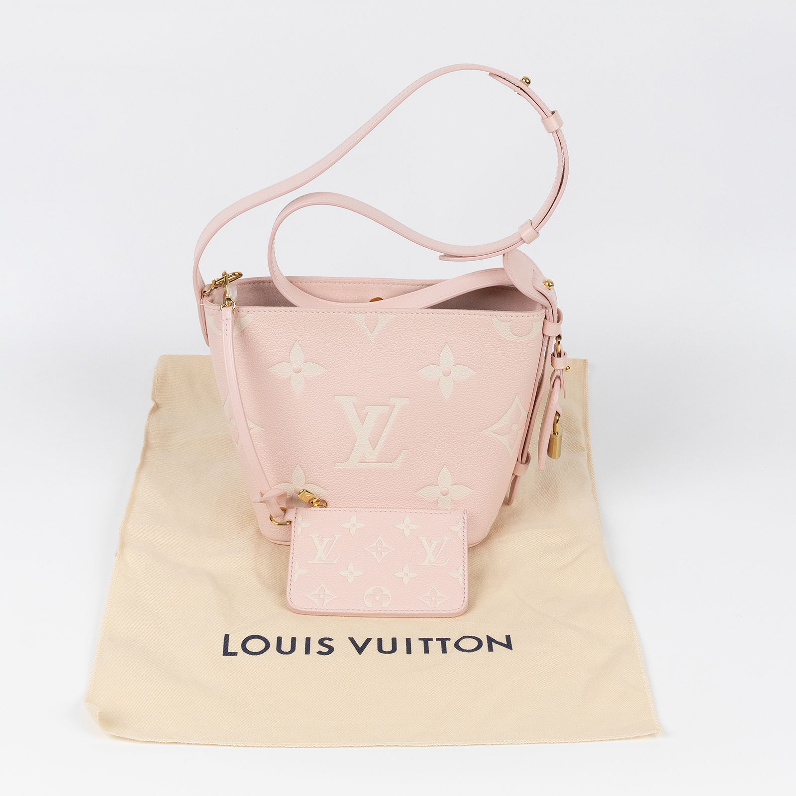 路易威登 LOUIS VUITTON All In BB 手提包 壓花粒面牛皮 Pink Quartz M14356 晶片款  防塵袋/內袋