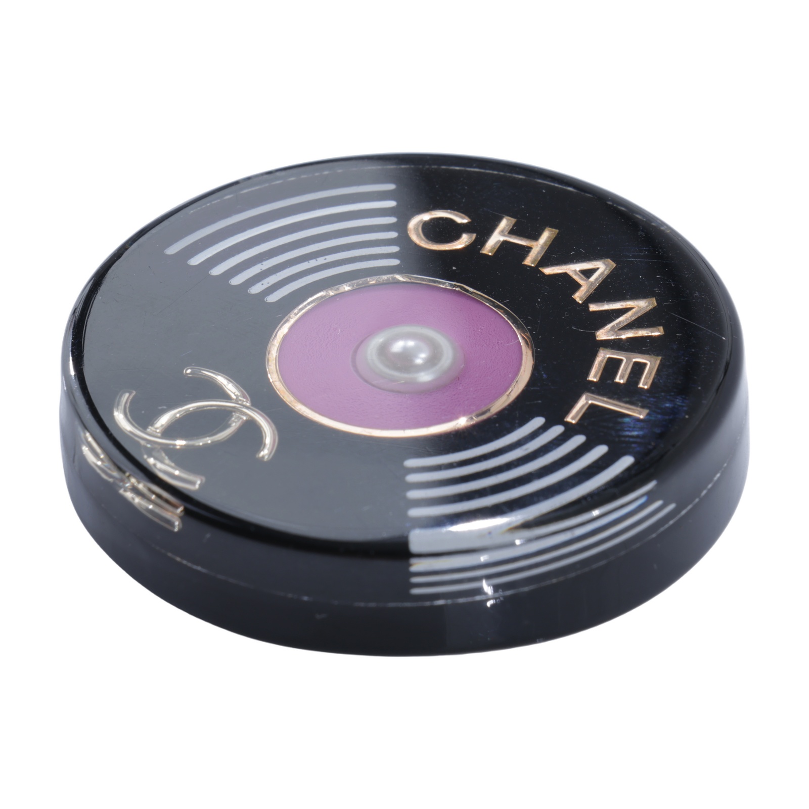 香奈兒 CHANEL 黑膠唱片 胸針 D19V 黑圓盤PVC胸針 無附屬品
