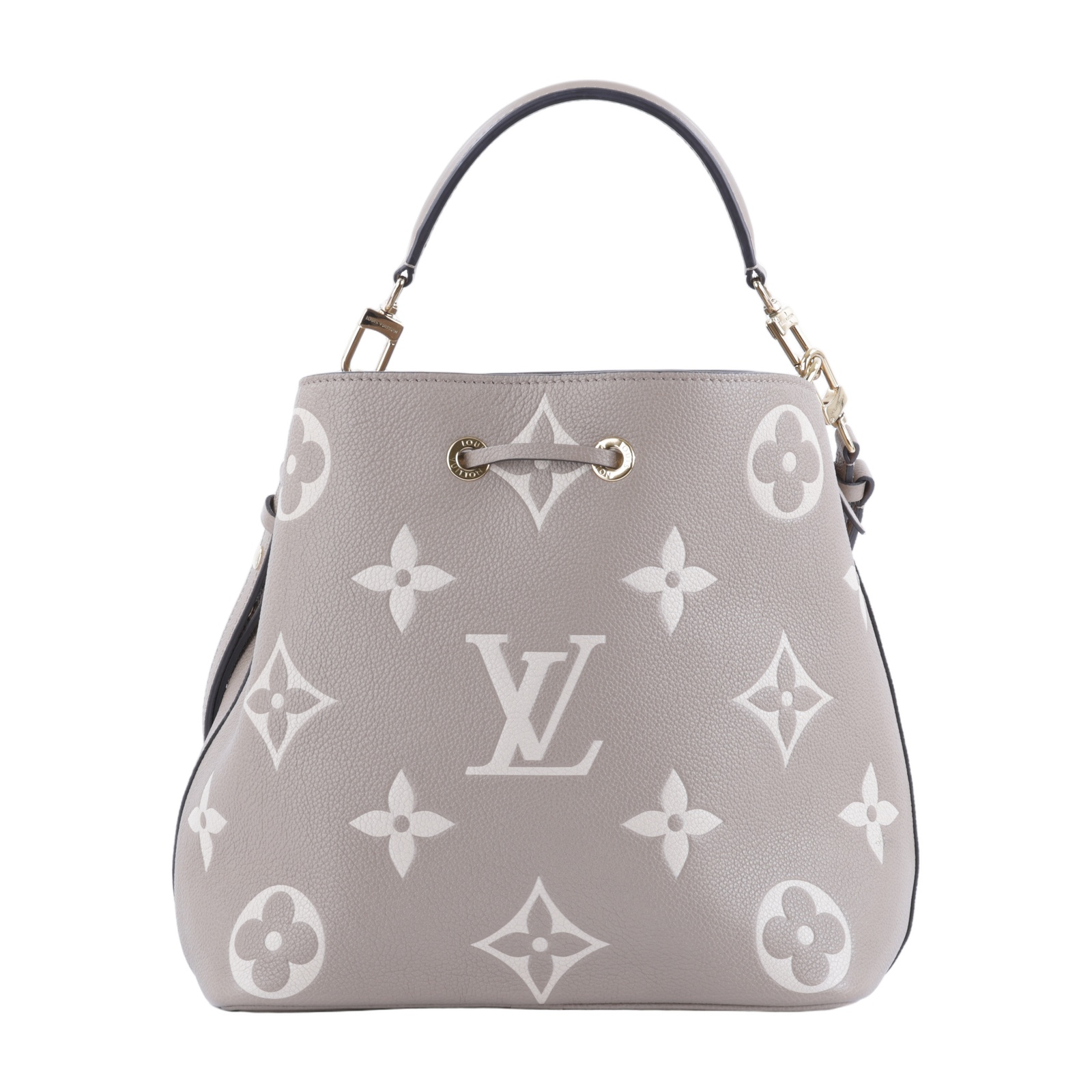 路易威登 LOUIS VUITTON NéoNoé MM 皮革 肩背 水桶包 斑鳩灰色/奶油色 M45555 晶片款  原廠盒子/防塵袋/購買證明/內袋/背帶