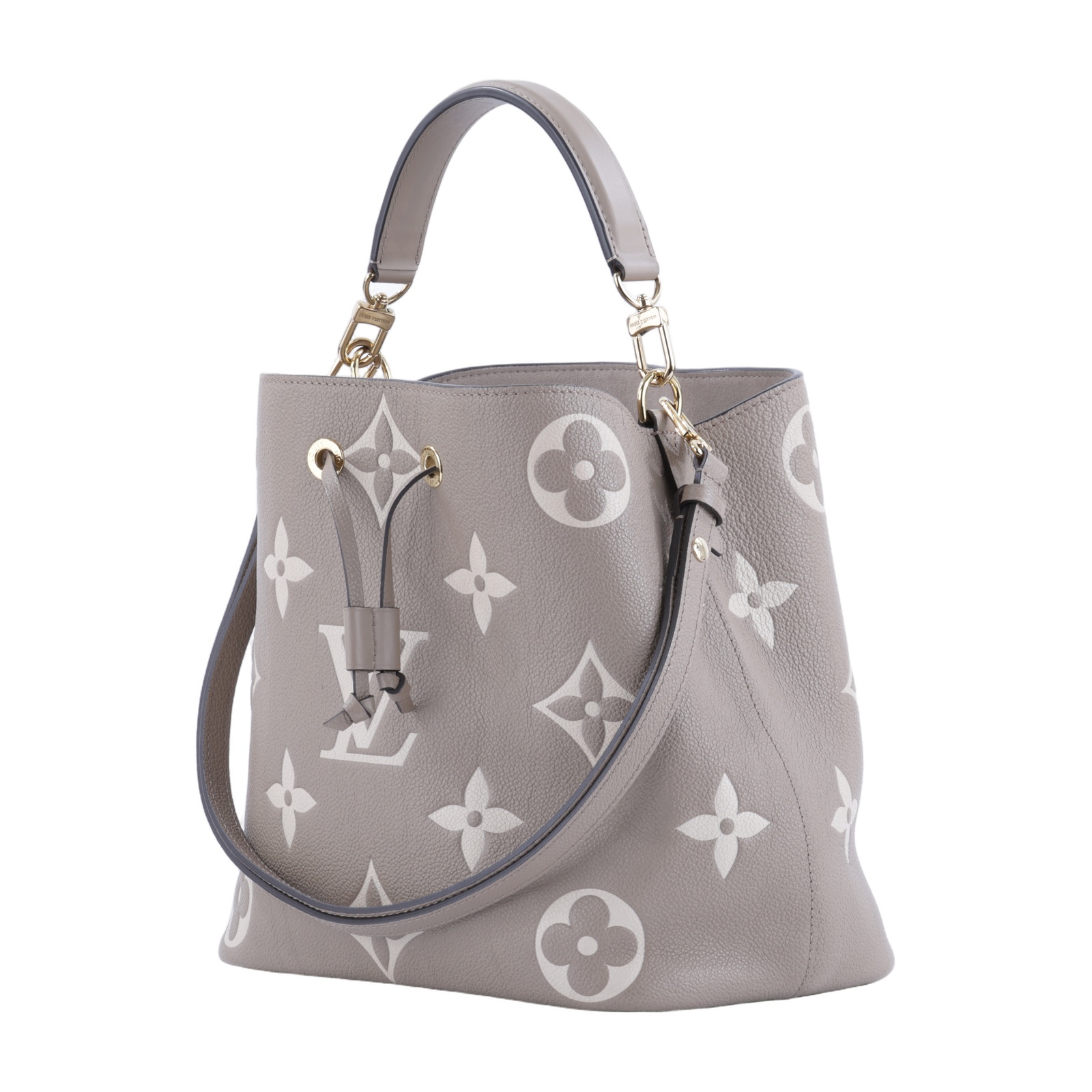 路易威登 LOUIS VUITTON NéoNoé MM 皮革 肩背 水桶包 斑鳩灰色/奶油色 M45555 晶片款  原廠盒子/防塵袋/購買證明/內袋/背帶
