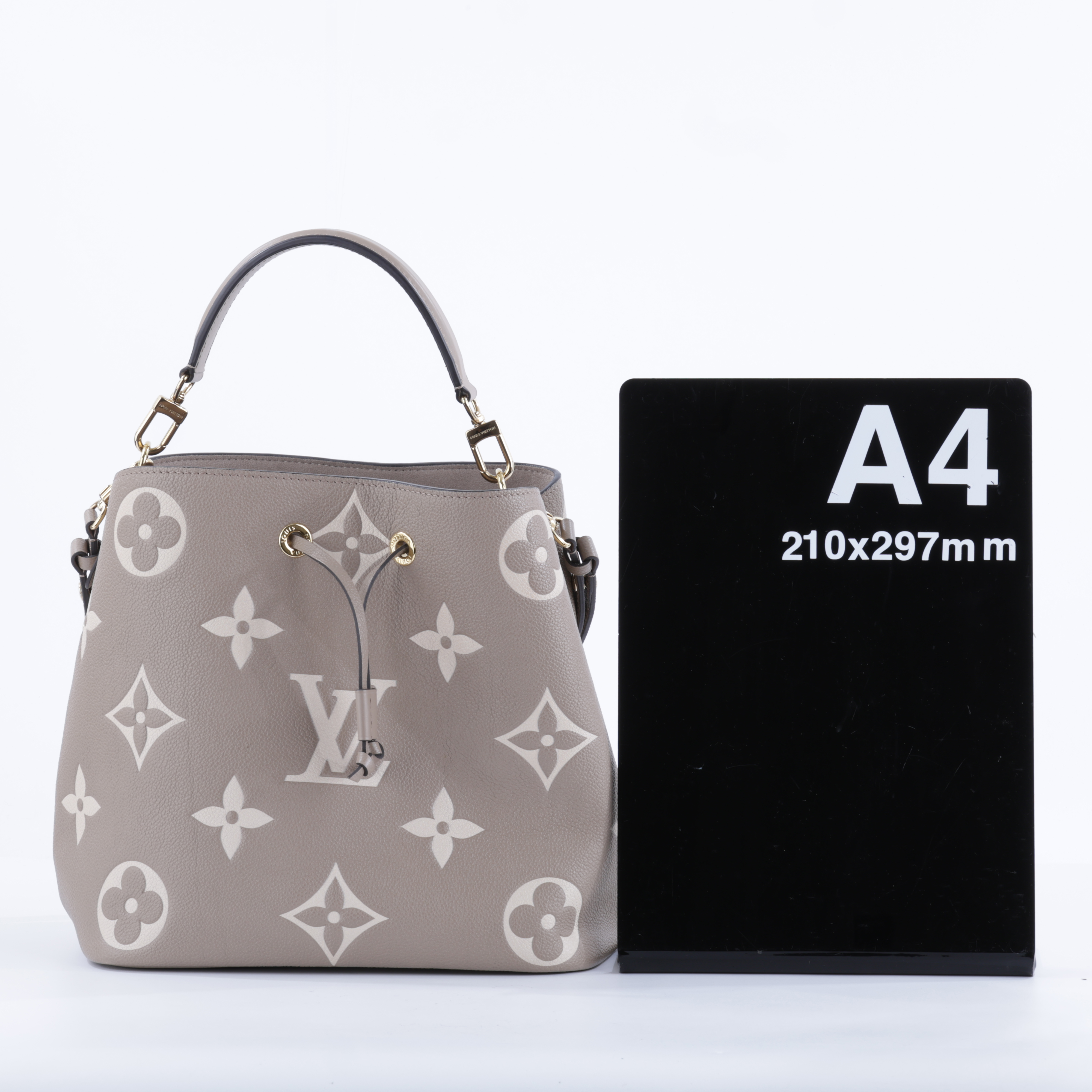 路易威登 LOUIS VUITTON NéoNoé MM 皮革 肩背 水桶包 斑鳩灰色/奶油色 M45555 晶片款  原廠盒子/防塵袋/購買證明/內袋/背帶