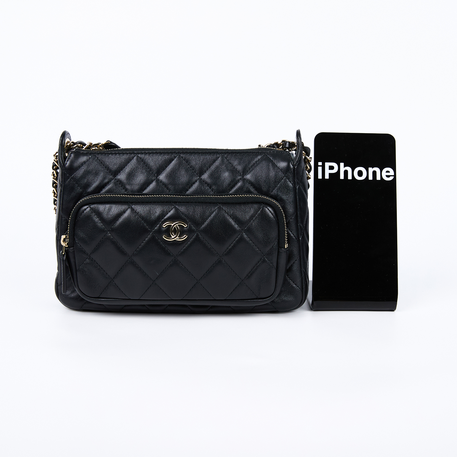 香奈兒 CHANEL 肩背包 斜背包 相機包 AP4349 晶片款 黑金鍊包 無附屬品
