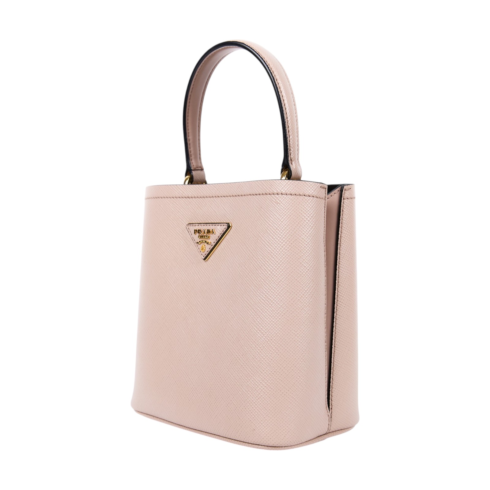 普拉達 PRADA 雙小型 Saffiano手袋 1BA217_2ERX 奶茶SAFFIANO皮革水桶包 背帶/吊牌/防塵袋