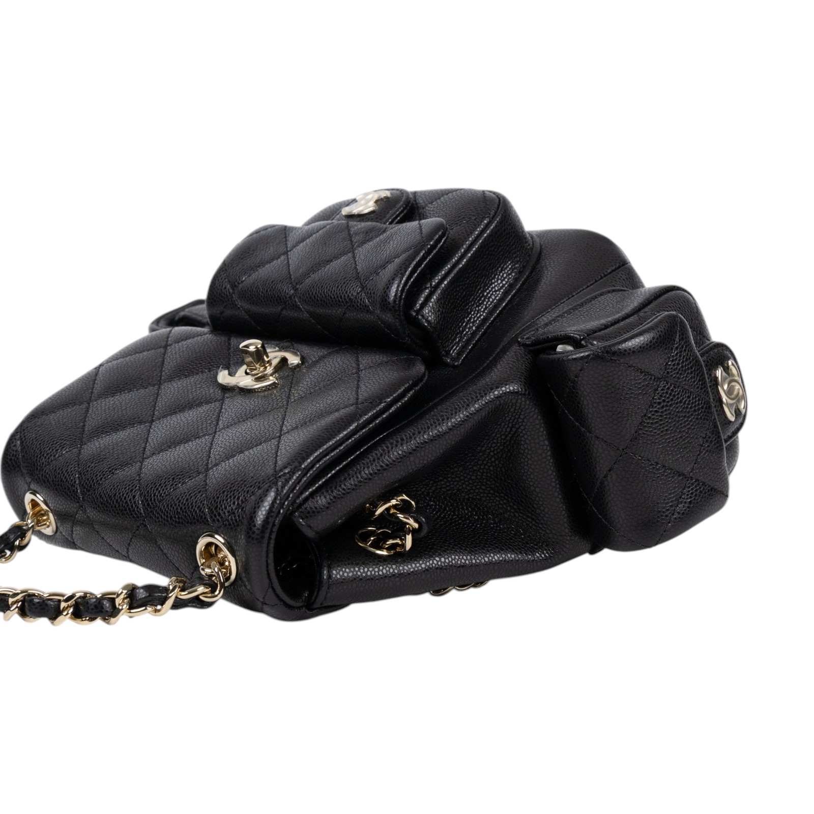 香奈兒 CHANEL 小型 後背包 AS4399 晶片款 黑金荔枝DUMA 小 防塵袋