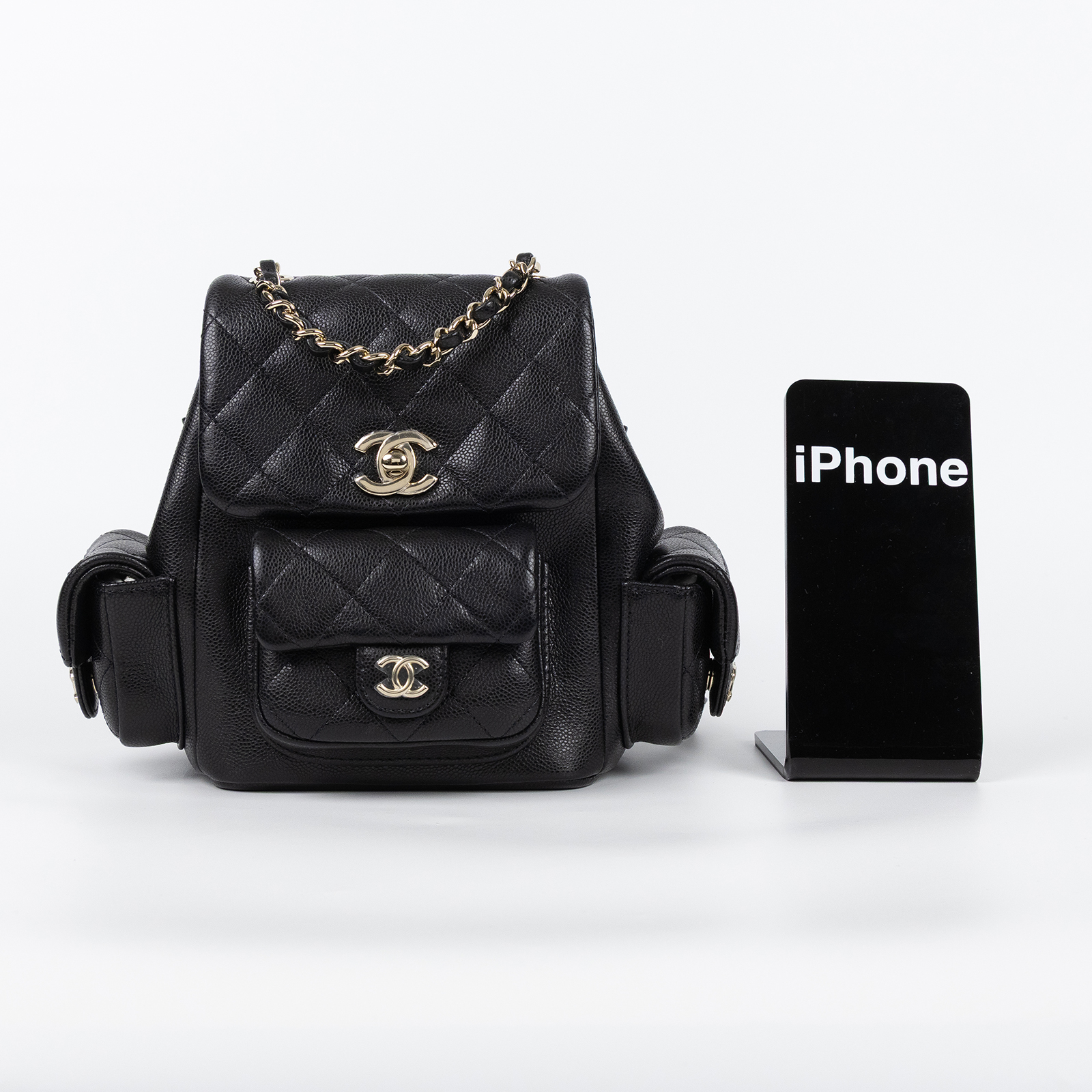 香奈兒 CHANEL 小型 後背包 AS4399 晶片款 黑金荔枝DUMA 小 防塵袋