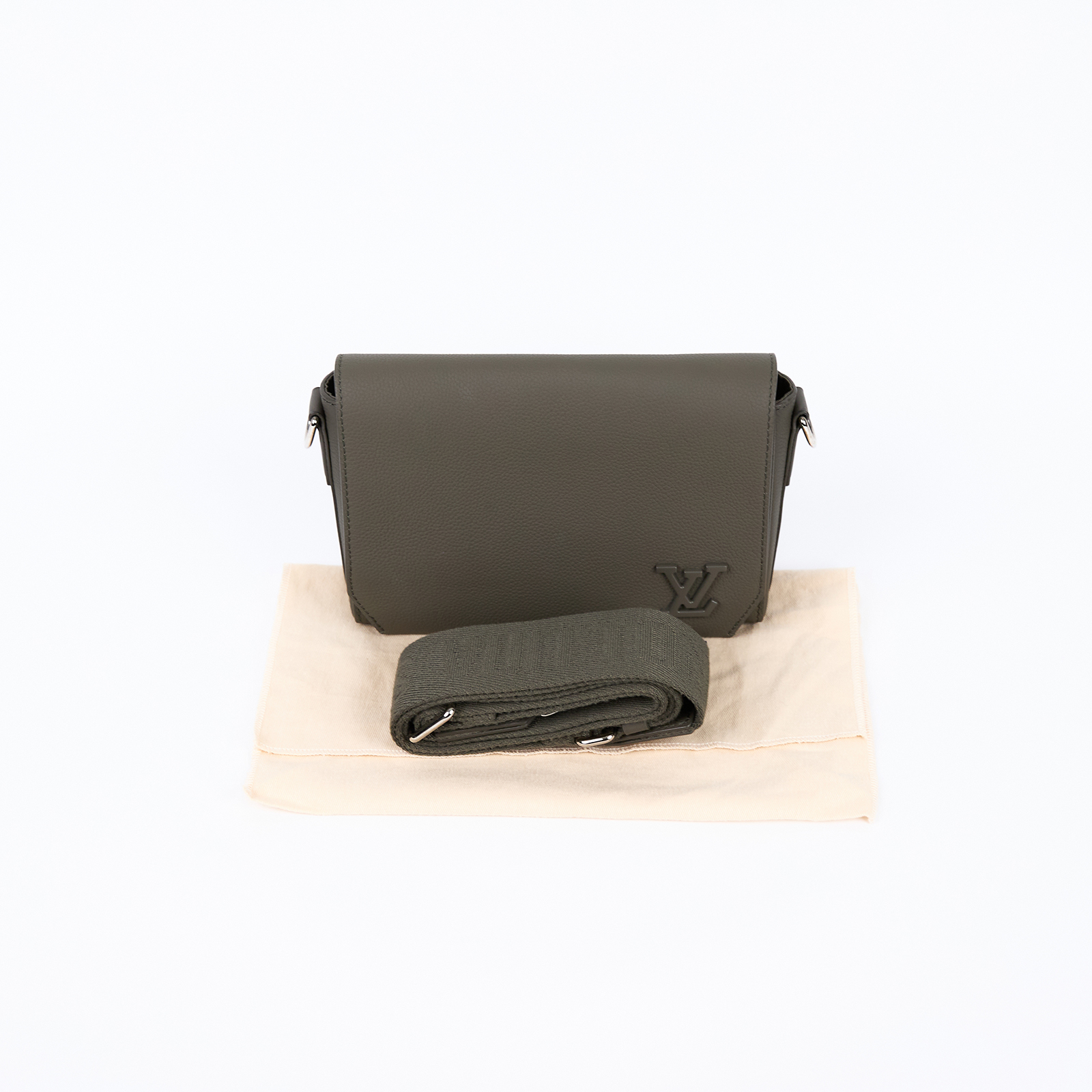 路易威登 LOUIS VUITTON Takeoff 小號 郵差包 斜背包 M25125 晶片款 綠Takeoff 斜背包 防塵袋/背帶