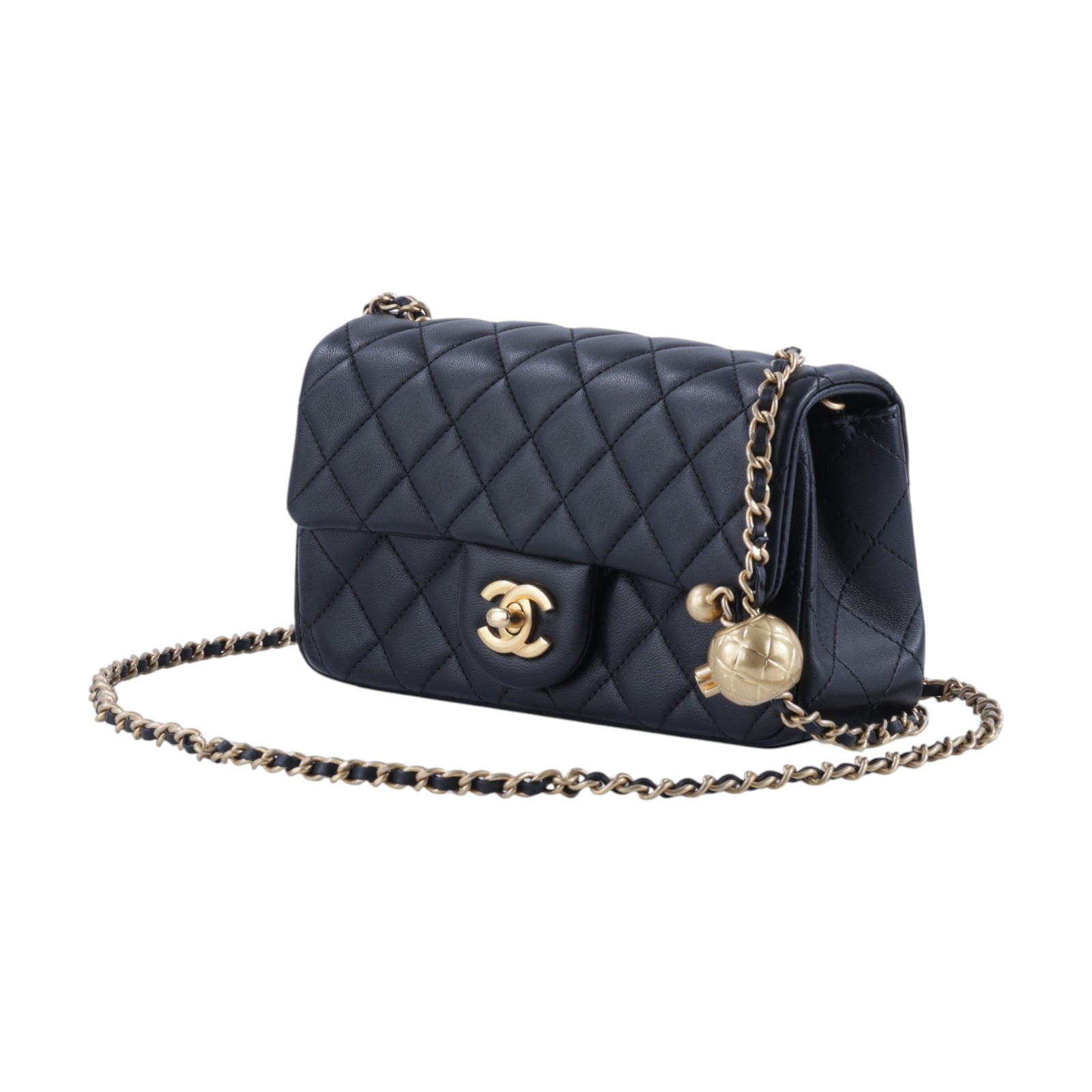 香奈兒 CHANEL 經典迷你口蓋包 AS1787 B02916 黑羊金球COCO20 防塵袋/購買證明影本