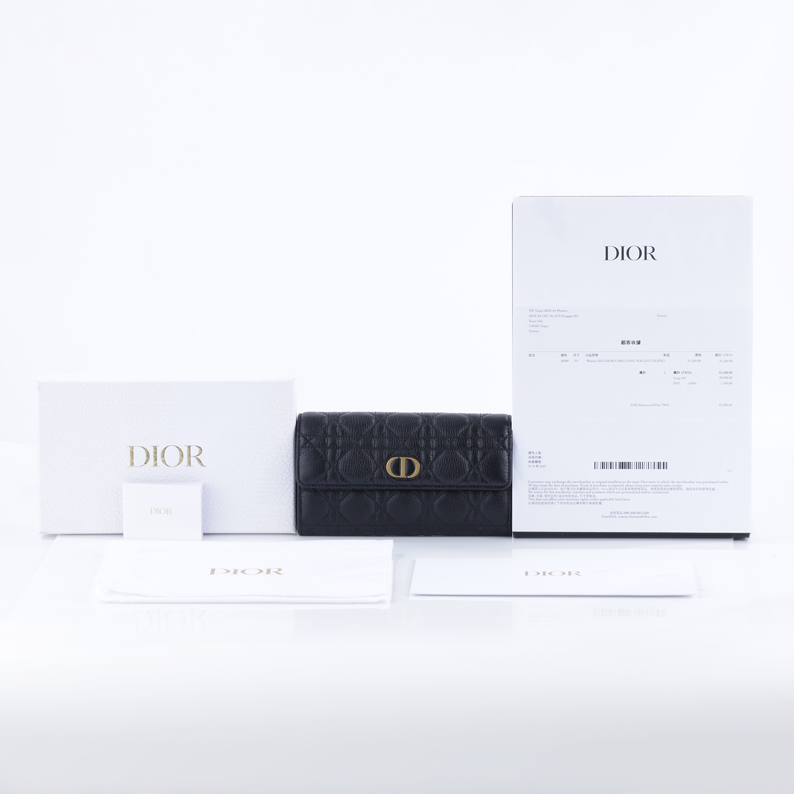 迪奧 CHRISTIAN DIOR Caro 錢包 長夾 小牛皮 S5039UWHC 黑金Caro Orchid 長夾 原廠盒子/防塵袋/購買證明