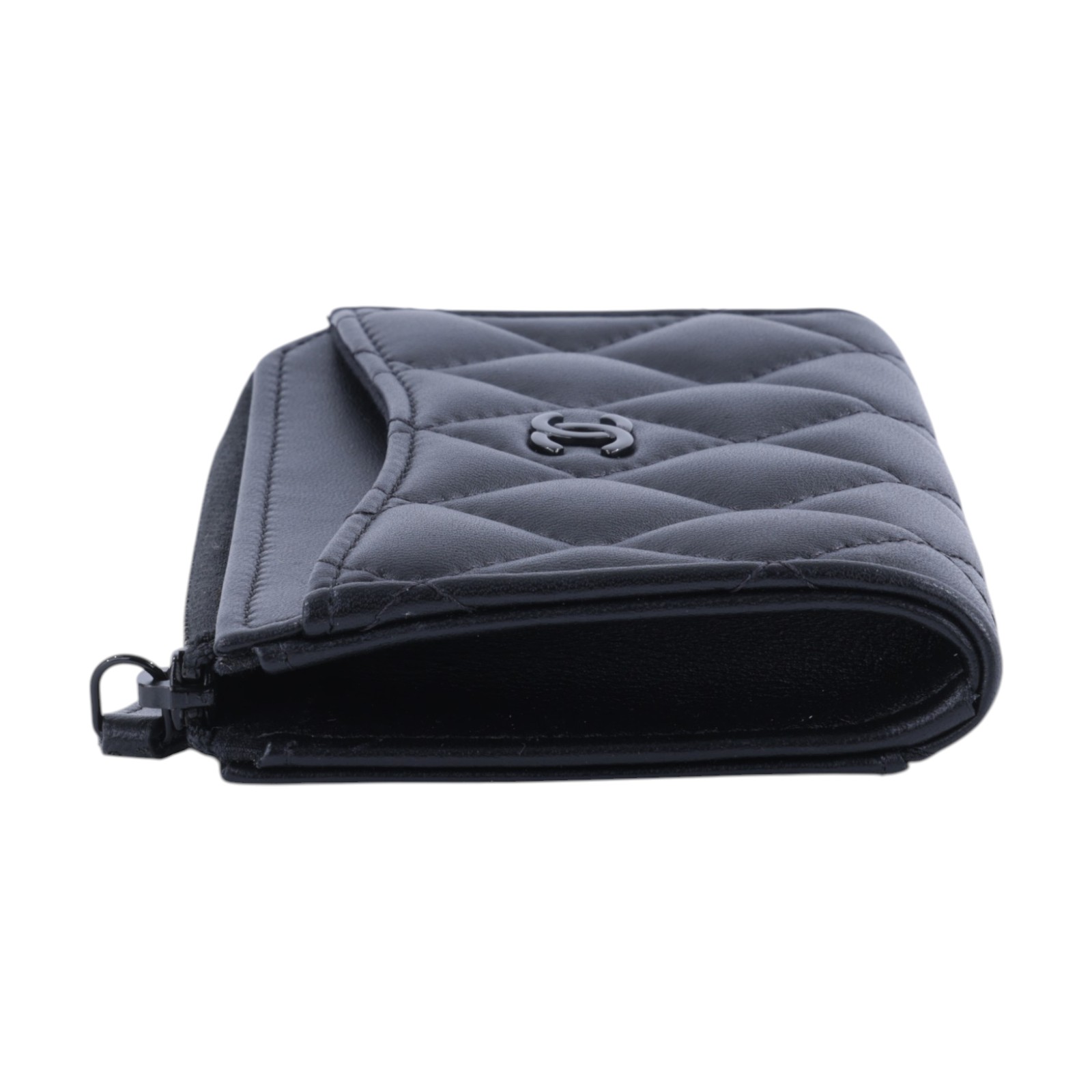 香奈兒 CHANEL CC logo 菱格紋 拉鍊 卡夾 零錢包 AP3179 晶片款 SO BLACK  L拉鍊零錢包 原廠盒子/防塵袋